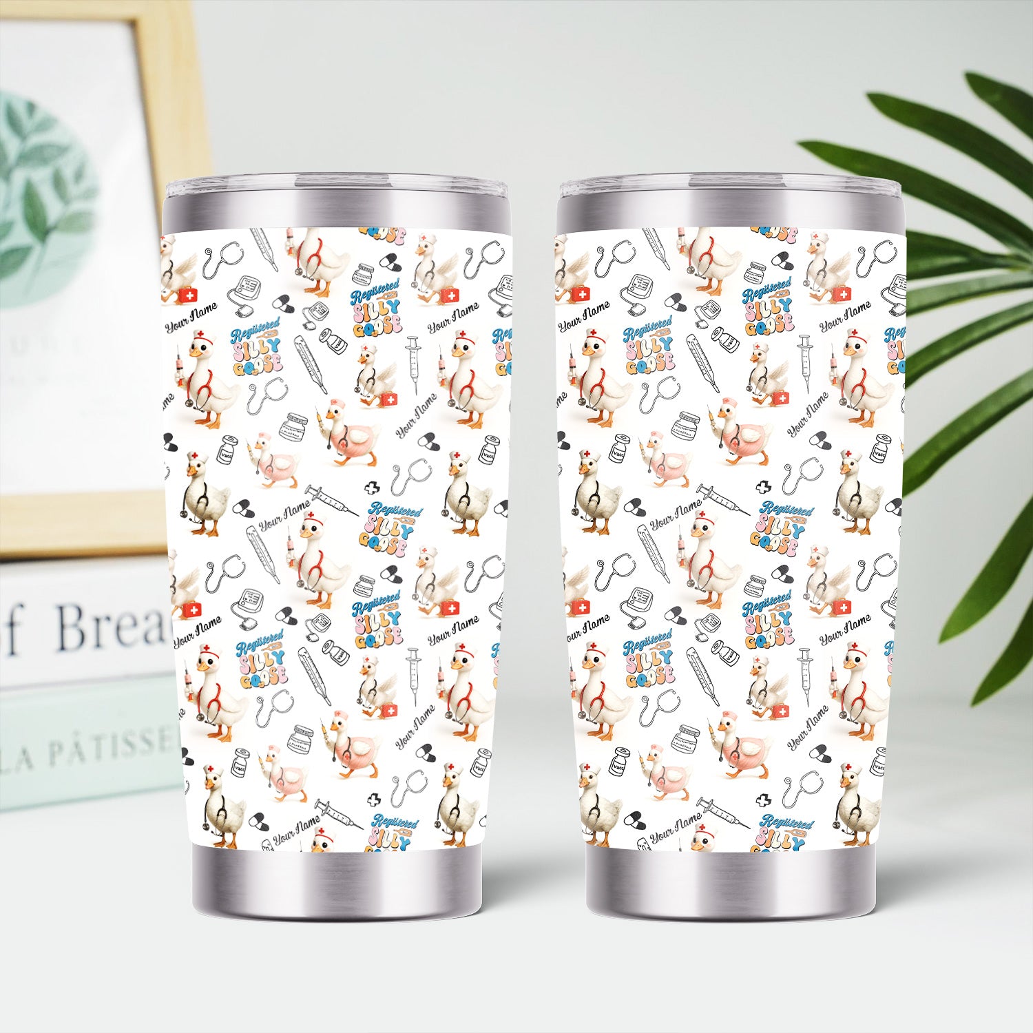 Custom Silly Goose Nurse Life Tumbler - Hilarious Gift for RN LPN CNA Women - Personalized Stainless Cup for Healthcare Workers