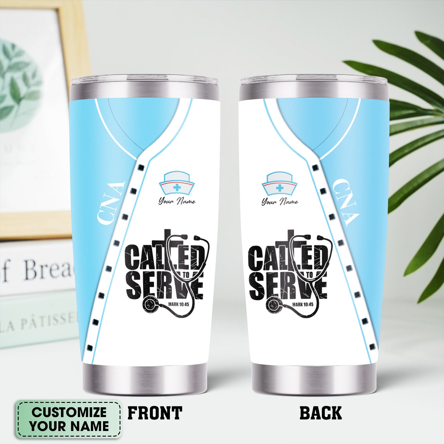 Personalized CNA Nurse Tumbler - Called to Serve Christian Mug - Appreciation Gift for Healthcare Worker & Nursing Staff