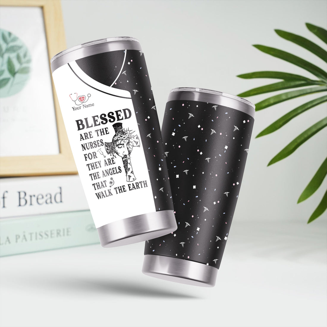 Custom Faith Nurse Tumbler - Blessed Are The Nurses Angel - Gift for Women RN LPN & Healthcare Workers