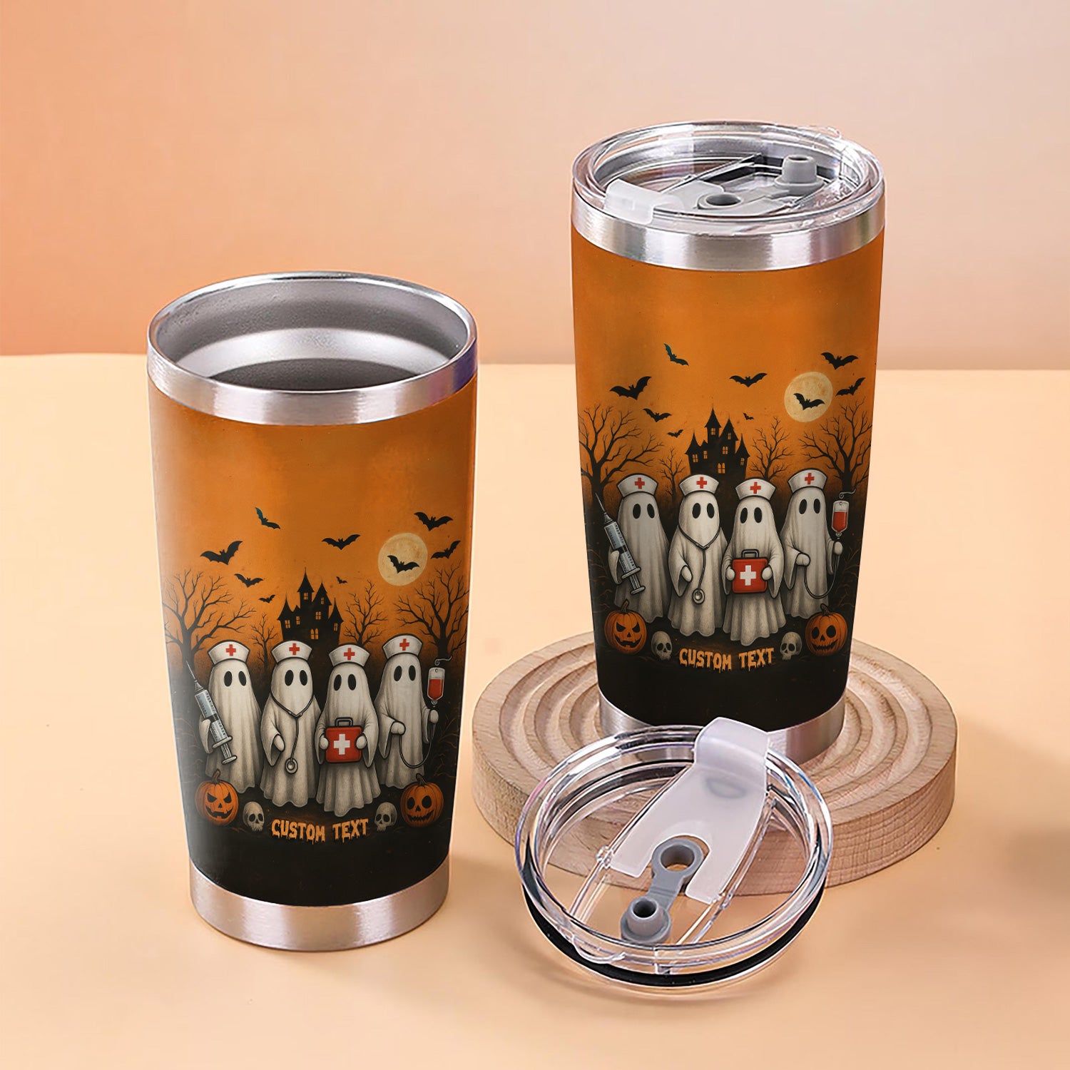 Funny Boo Boo Crew Nurse Tumbler - Halloween Ghost & Medical Design - Customizable Text Gift for RN CNA LPN Healthcare Professionals