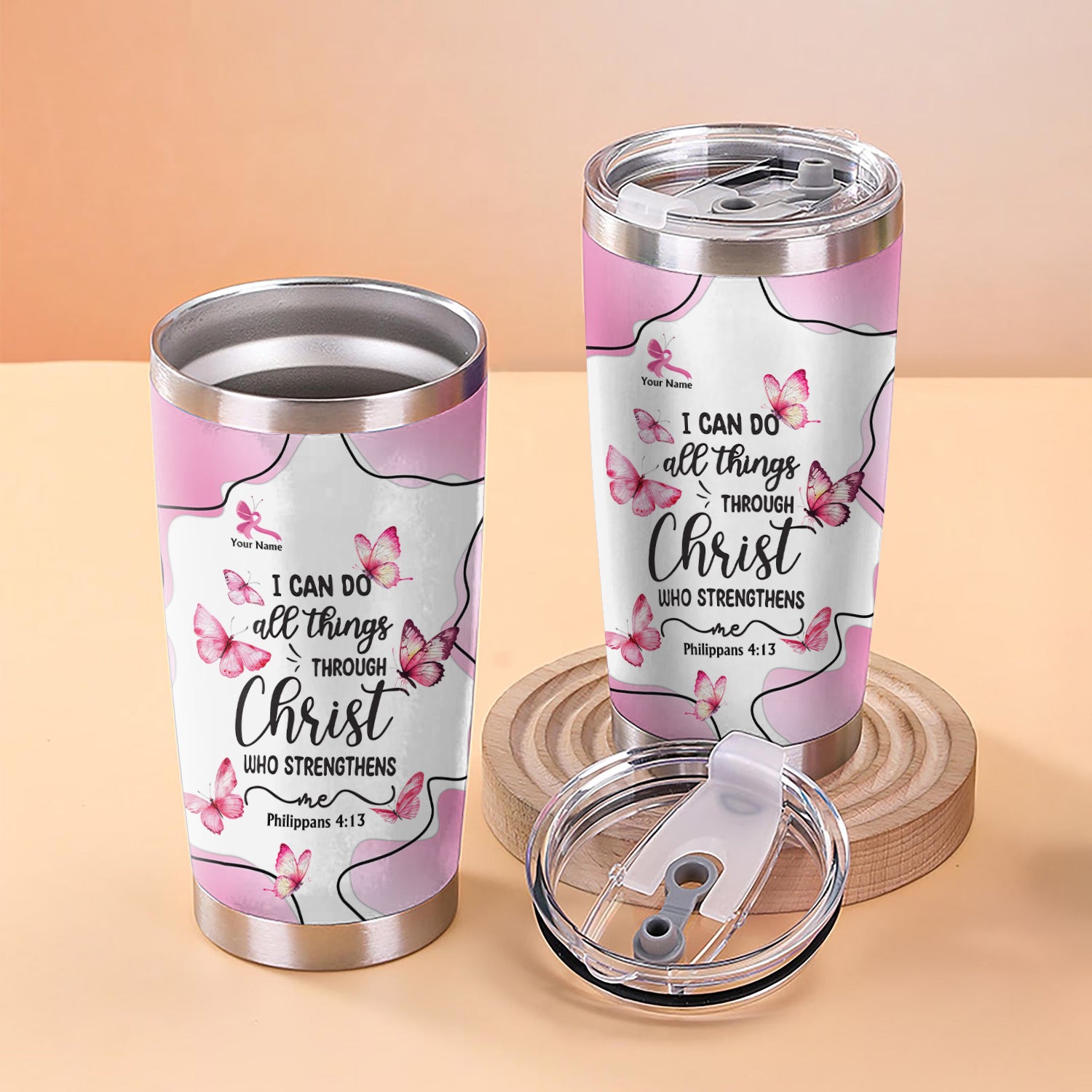 Personalized Christian Nurse Tumbler - Faith Jesus Strength Religious Bible Verse - Gift for RN LPN CNA Healthcare Workers