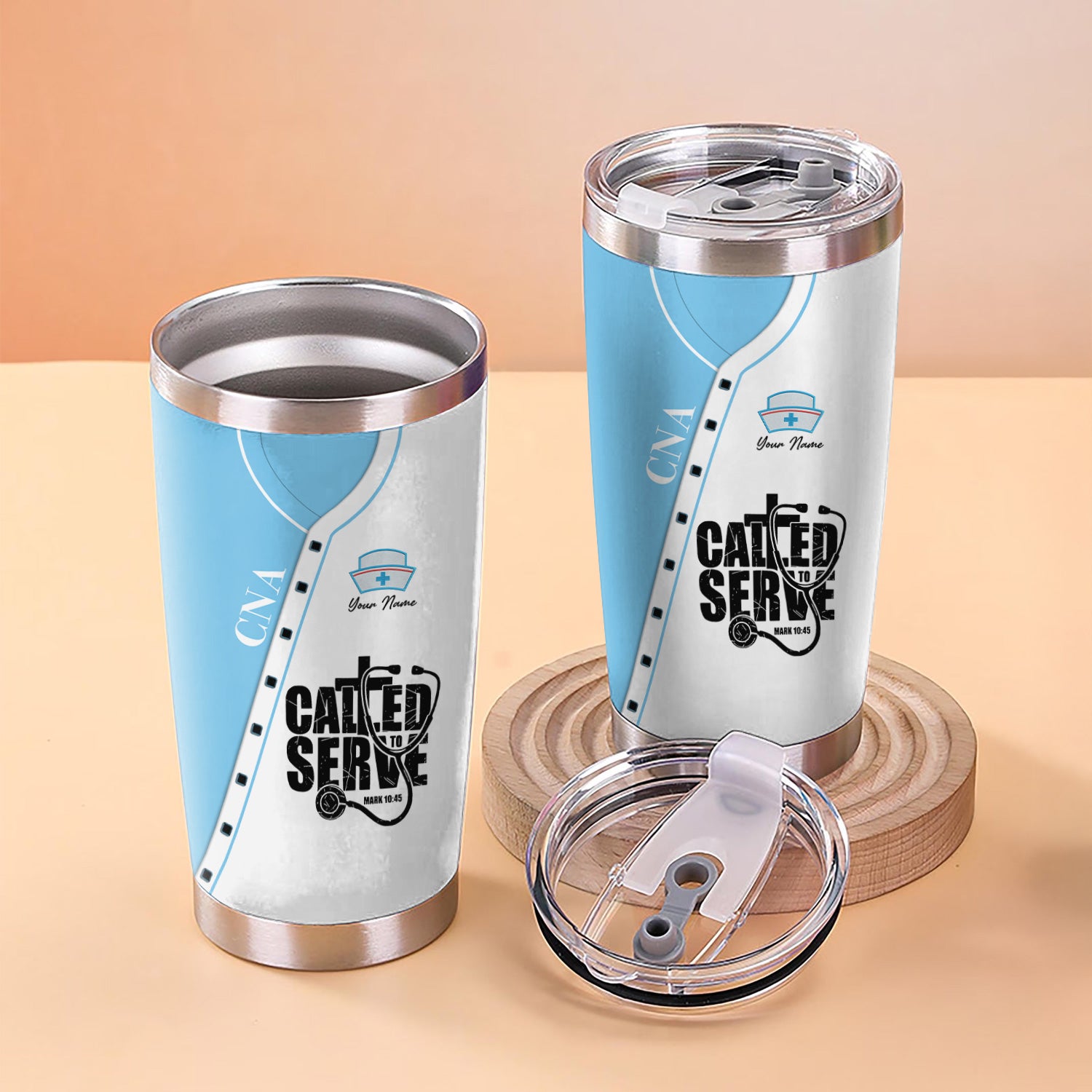 Personalized CNA Nurse Tumbler - Called to Serve Christian Mug - Appreciation Gift for Healthcare Worker & Nursing Staff