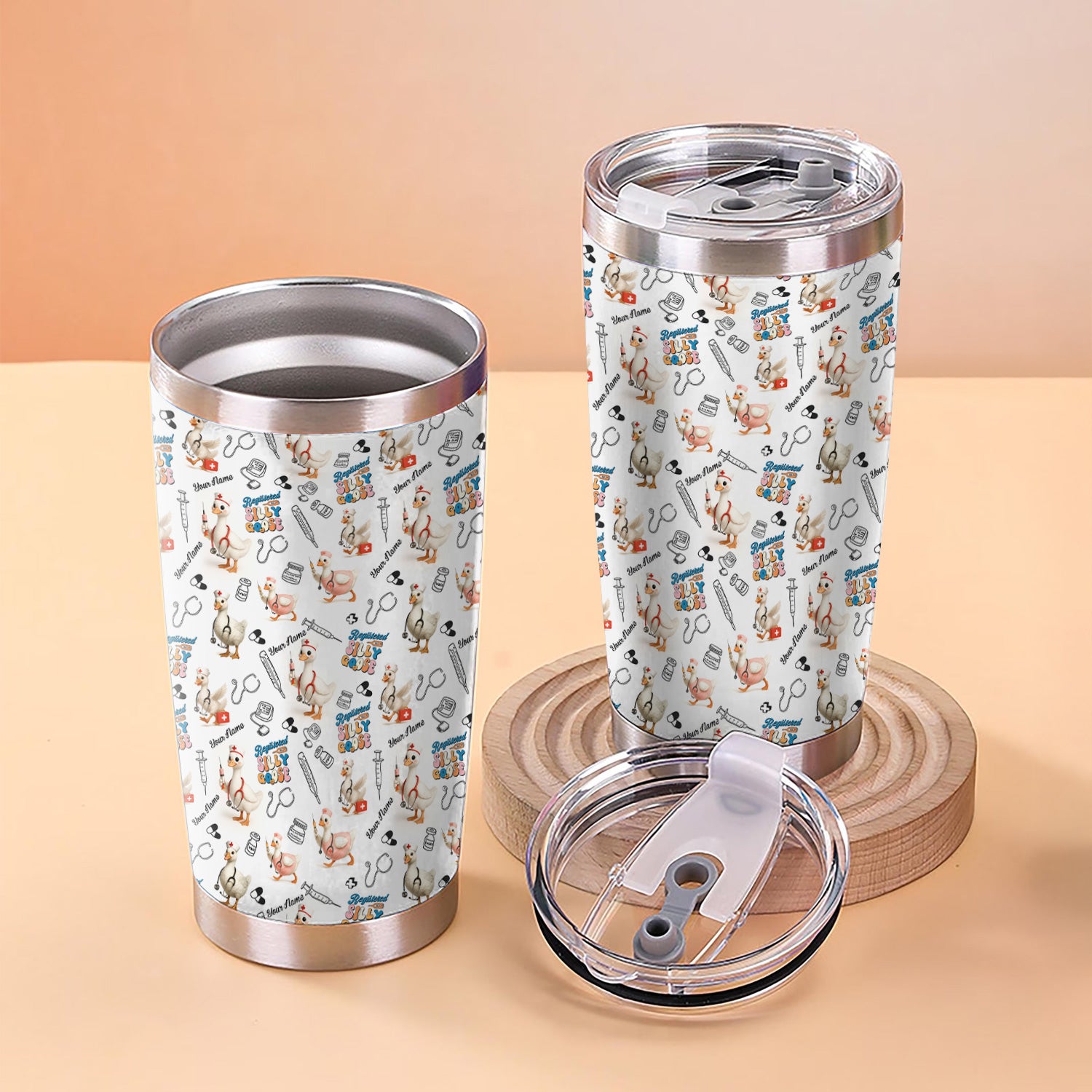 Custom Silly Goose Nurse Life Tumbler - Hilarious Gift for RN LPN CNA Women - Personalized Stainless Cup for Healthcare Workers