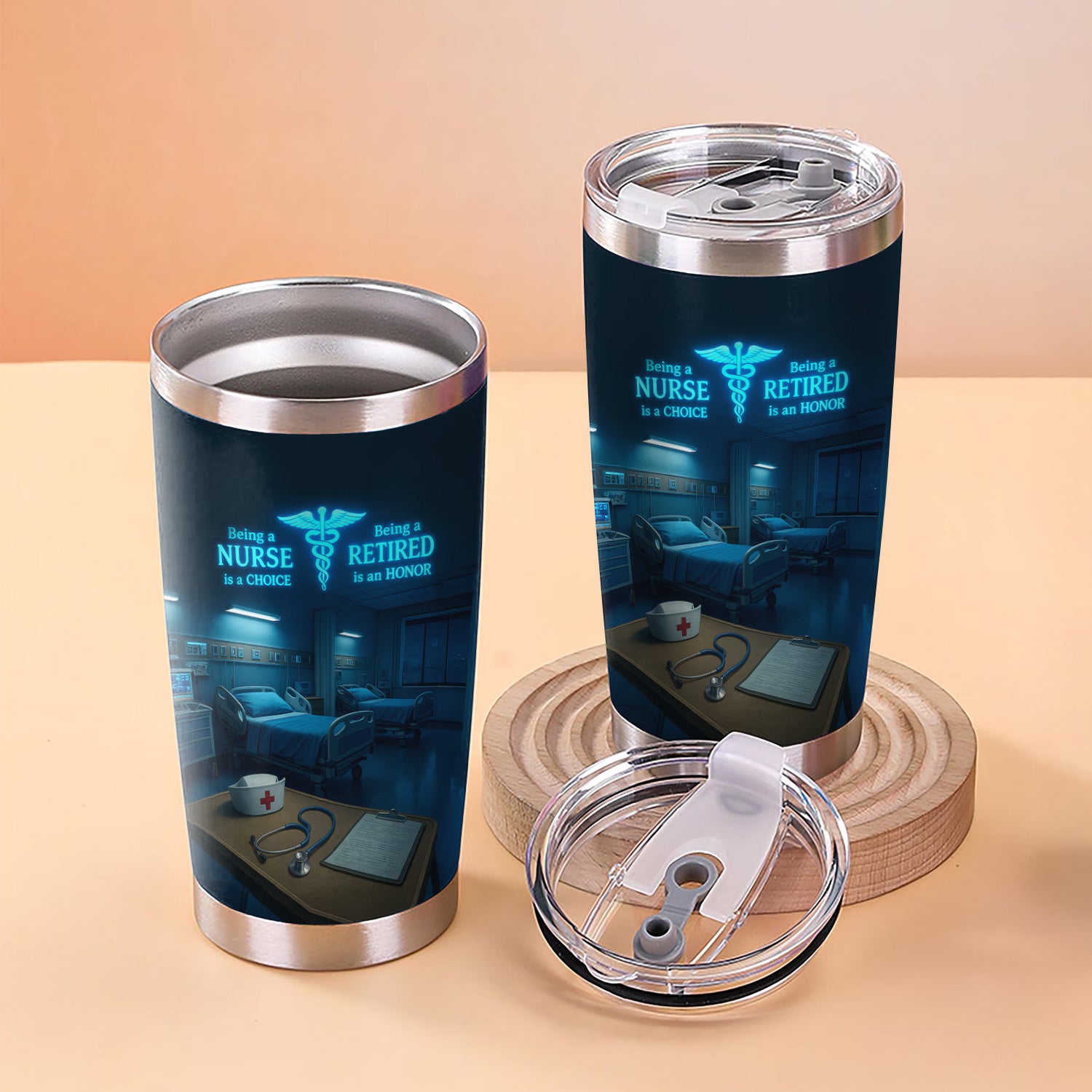 Custom Retired Nurse Tumbler Gift - Being a Nurse Is a Choice, Retired Is an Honor - Gift for RN LPN CNA