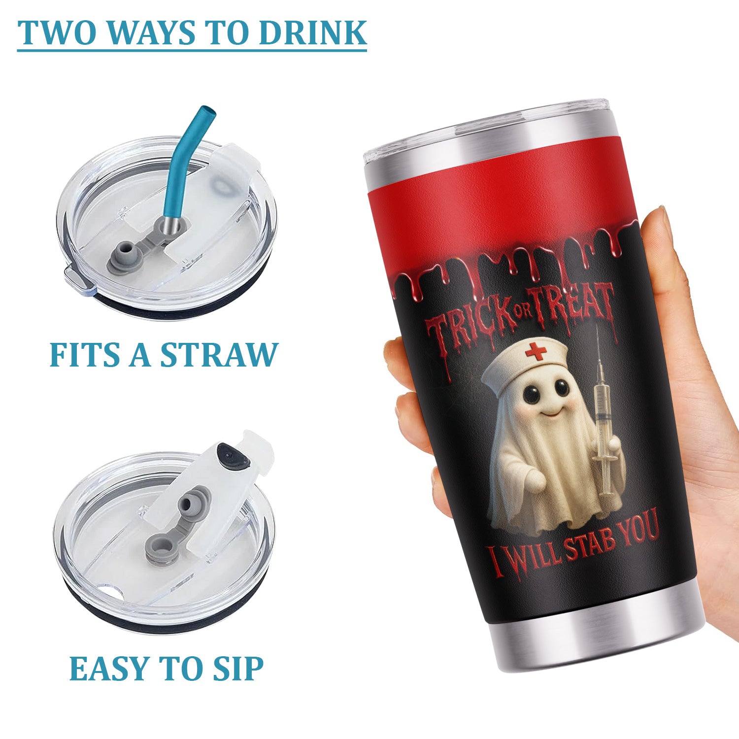 Personalized Nurse Halloween Tumbler - Boo Boo Crew Trick or Treat Design - Custom Name Gift for RN, LPN, Healthcare Workers