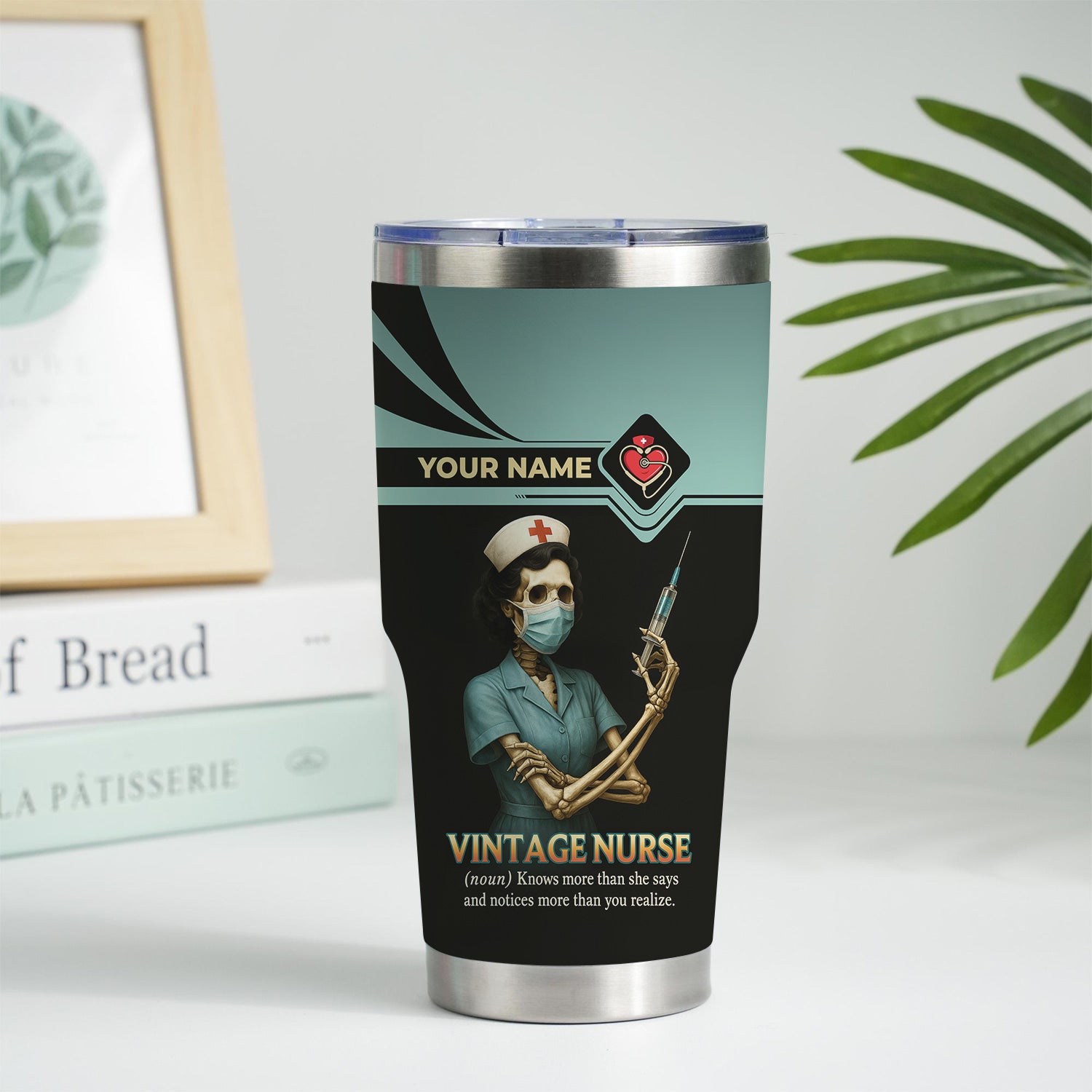 Funny Nurse Tumbler - Custom Skeleton Nurse Design - Gift for Badass Healthcare Workers