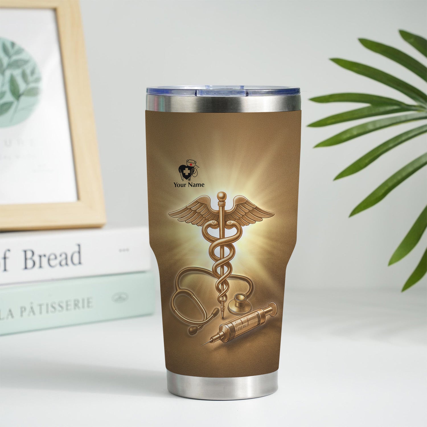 Personalized Christian Nurse Prayer Tumbler - A Nurse's Prayer & Caduceus Symbol - Gift for RN LPN CNA