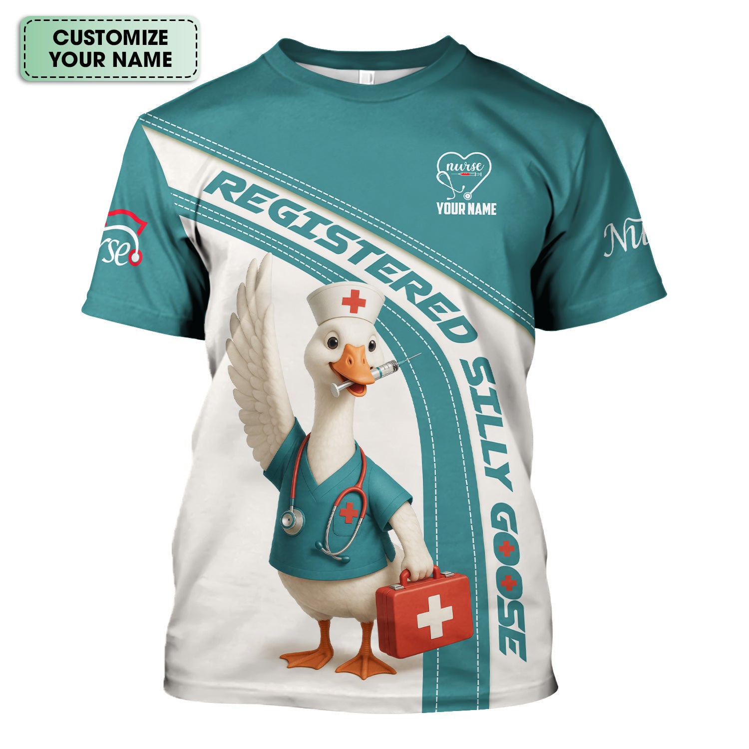 Personalized Nurse Shirt - Registered Silly Goose Design - Custom RN Gifts for Nurses, LPNs, and Healthcare Workers