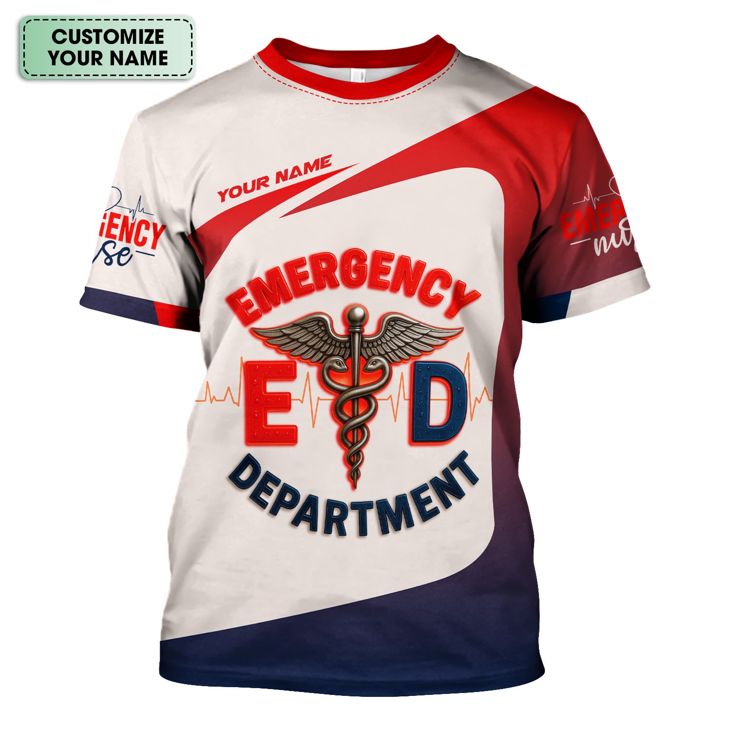 Custom Emergency Nurse Scrub Top - E.D. Department RN Uniform Shirt - Personalized EMT Paramedic Medical Gift