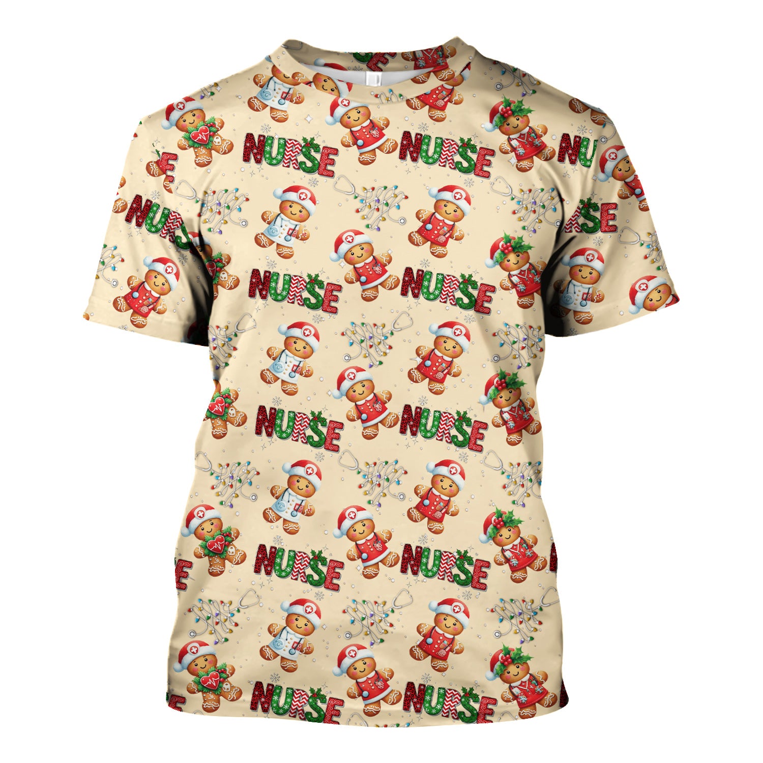 Gingerbread Christmas Scrub Top - Festive Holiday Nurse Medical Shirt - Gift for RN CNA LPN
