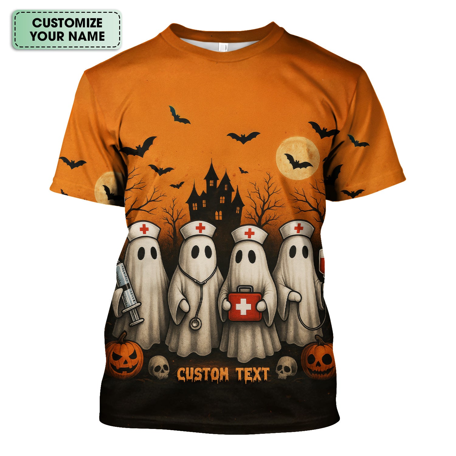 Personalized Boo Boo Crew Nurse Shirt - Halloween Ghost & Caduceus Graphic - Custom Gift for RN CNA LPN Healthcare Workers
