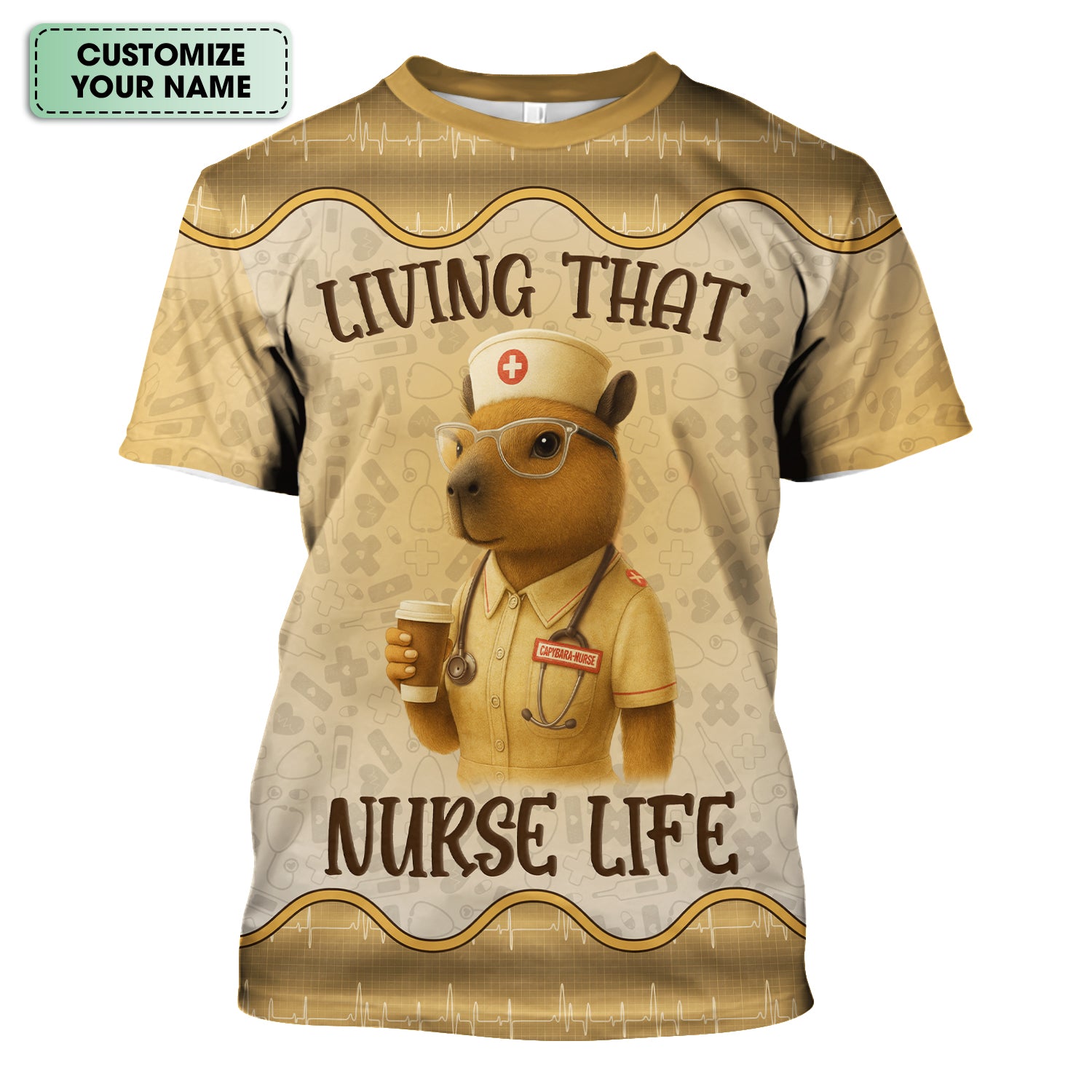Custom Nurse T-Shirt Living That Nurse Life - Funny RN LPN Gift with Stethoscope - Personalized Nursing Shirt for Healthcare Workers