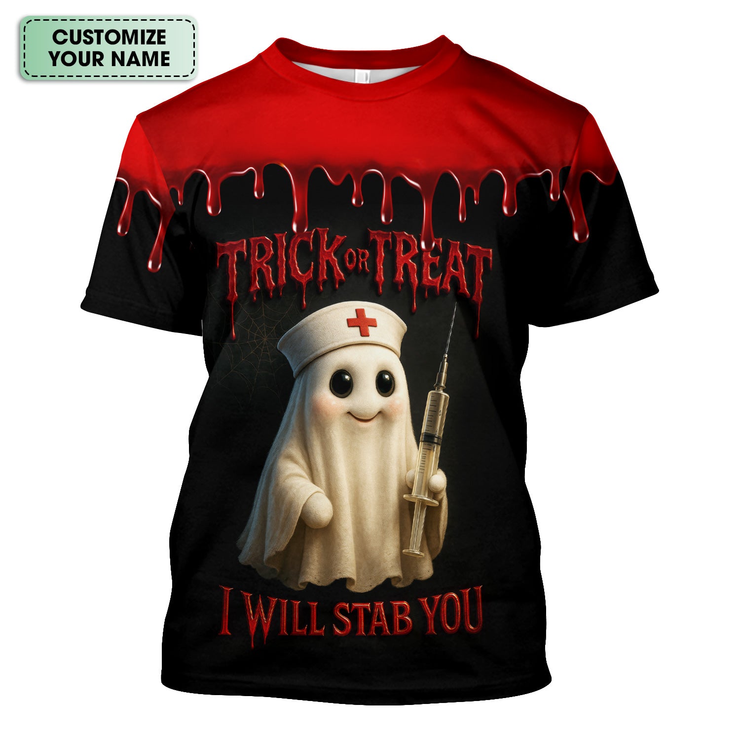 Funny Halloween Nurse T-shirt - Trick or Treat Boo Boo Crew with Syringe Design - Customizable Gift for Healthcare Workers, RN, LPN