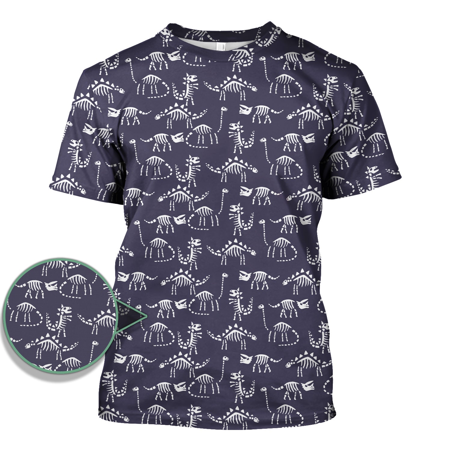 Cute Dinosaur Fossil Shirt for Nurses - T-Rex & Stegosaurus Skeleton Pattern - RN LPN CNA Healthcare Workers Gift