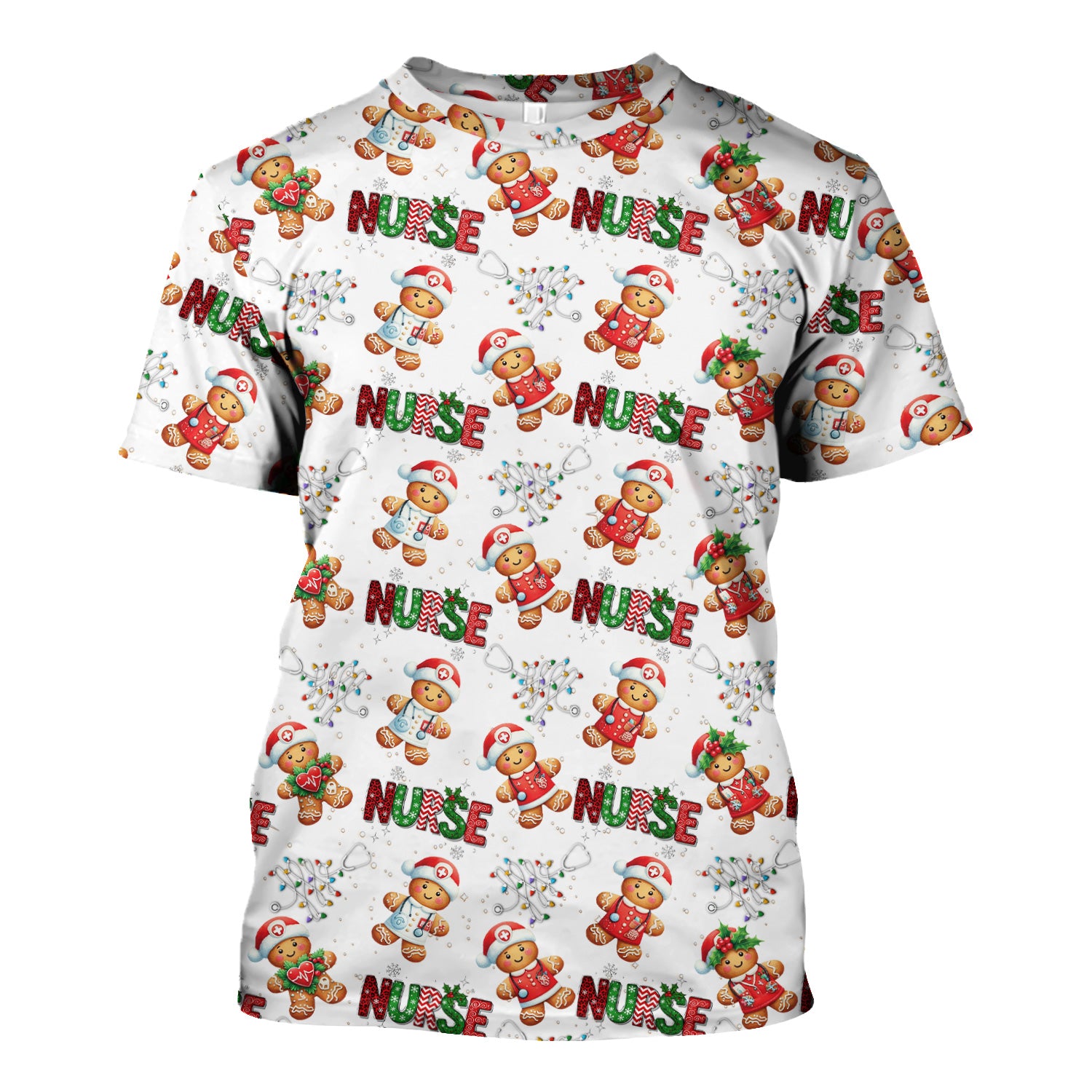 Gingerbread Christmas Scrub Top - Festive Holiday Nurse Medical Shirt - Gift for RN CNA LPN