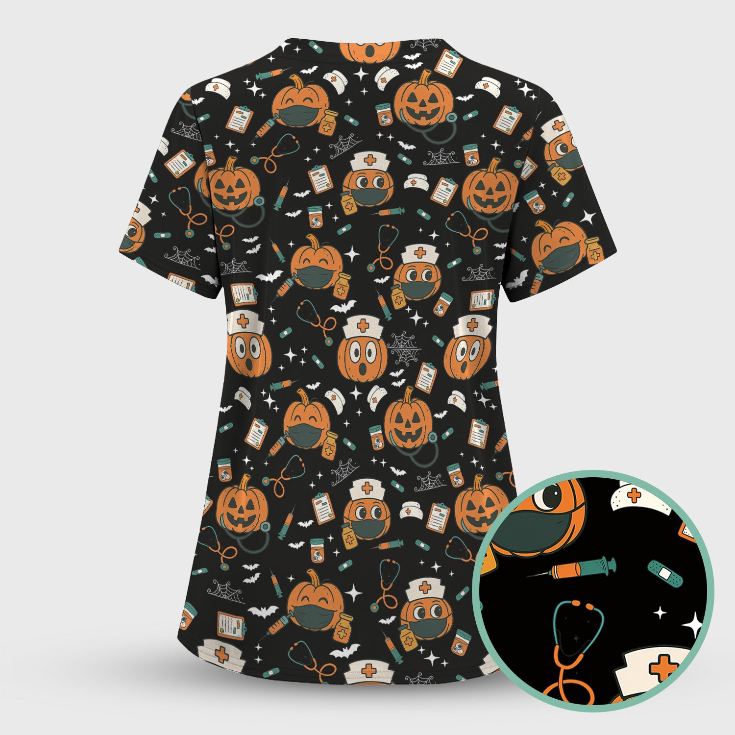 Halloween Nurse Scrub Top - Cute Holiday Scrub for Nurse - Spooky Halloween Gift for CNA RN LPN