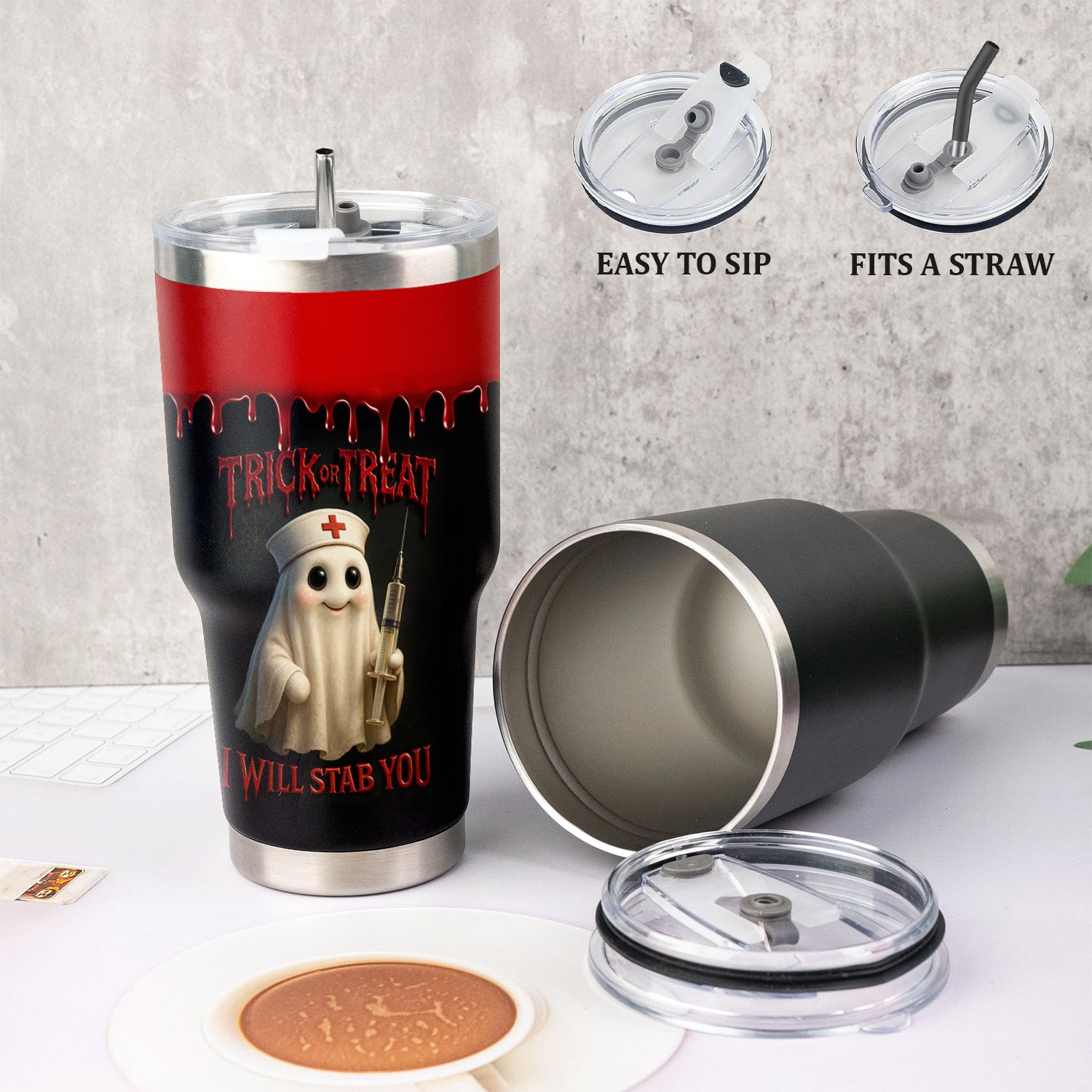 Personalized Nurse Halloween Tumbler - Boo Boo Crew Trick or Treat Design - Custom Name Gift for RN, LPN, Healthcare Workers