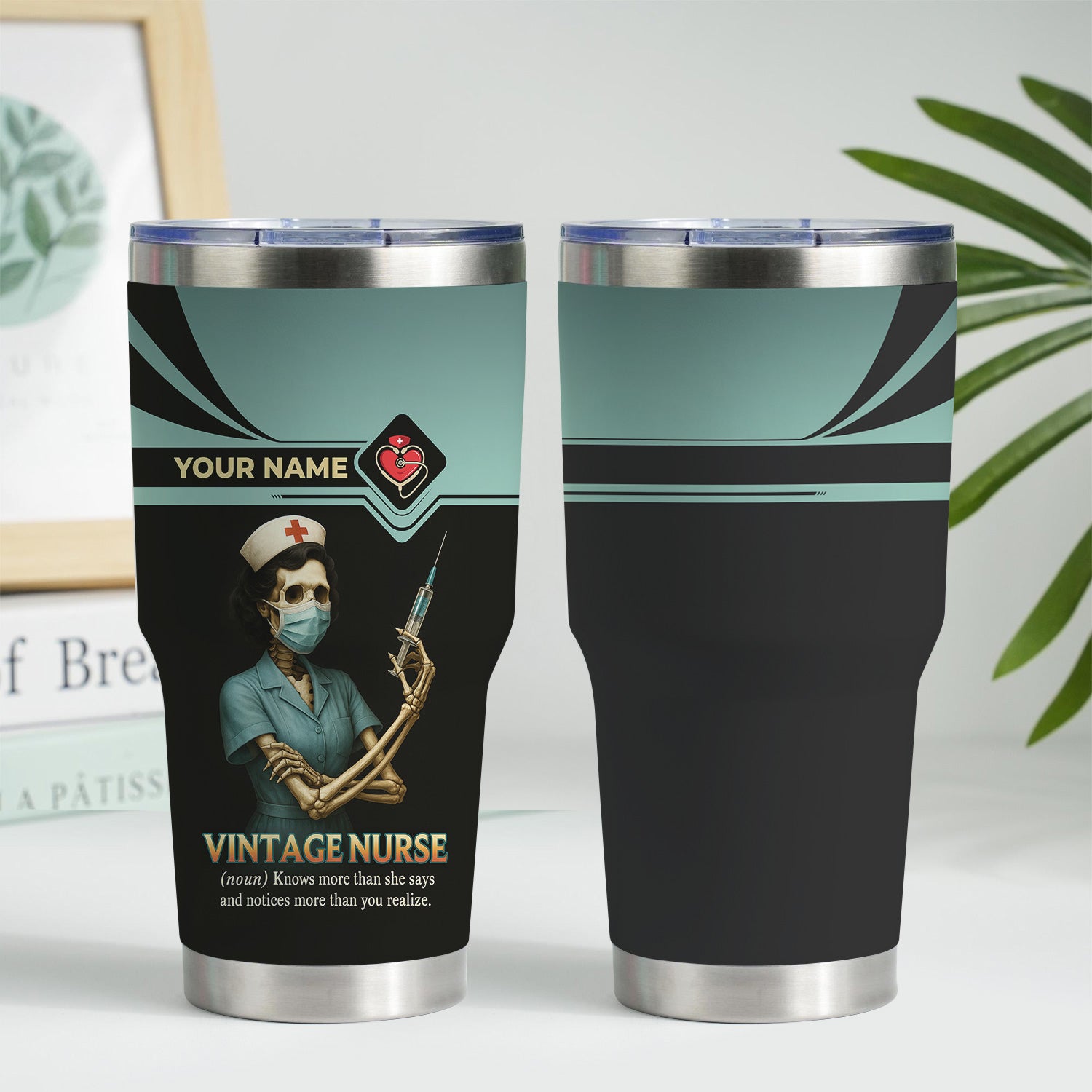 Funny Nurse Tumbler - Custom Skeleton Nurse Design - Gift for Badass Healthcare Workers