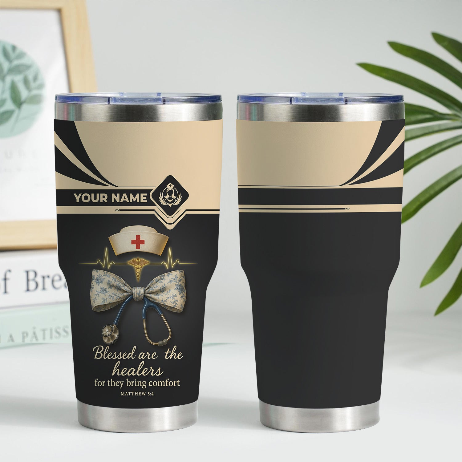 Blessed Are the Healers Nurse Tumbler - Custom Stainless Steel Cup - Christian Gift for Healthcare Workers