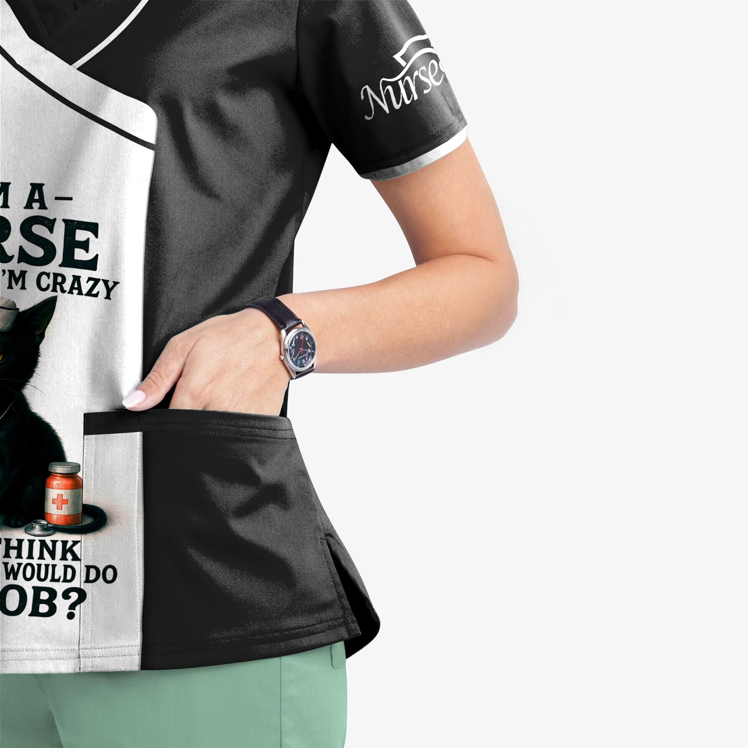 Personalized Funny Nurse Scrubs for Women - Custom Name RN CNA LPN Uniform Top - Cute Nursing Workwear Gift Idea for Her With Humor Style and Comfortable Fit