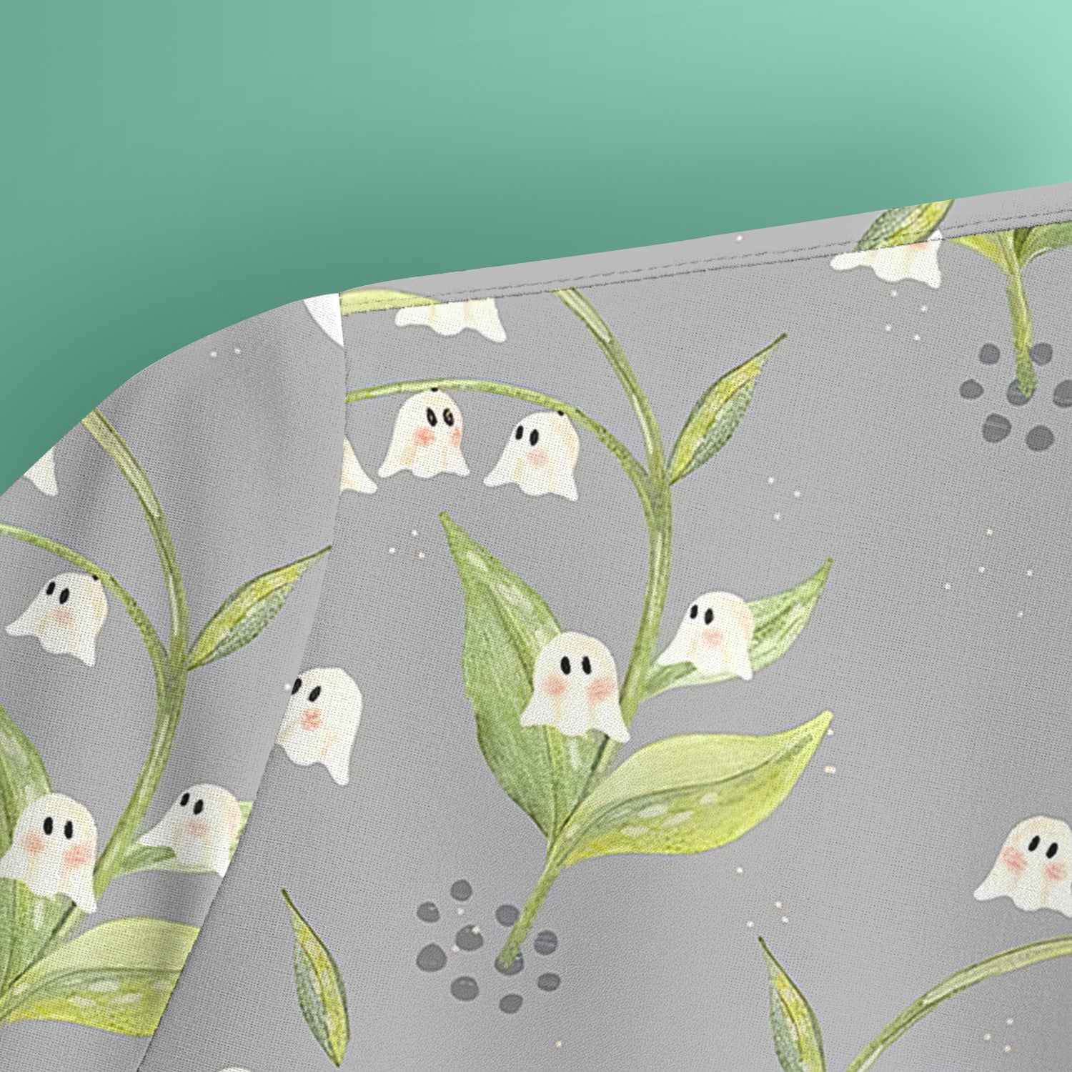 Cute Ghost Halloween Nurse Scrub Top - Lily of the Valley Shirt - Gift for Women Nurses, RN LPN & Medical Staff