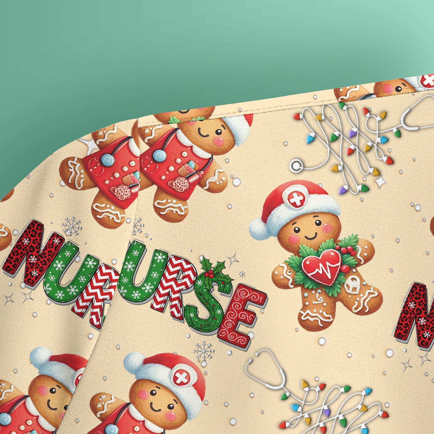Gingerbread Christmas Scrub Top - Festive Holiday Nurse Medical Shirt - Gift for RN CNA LPN