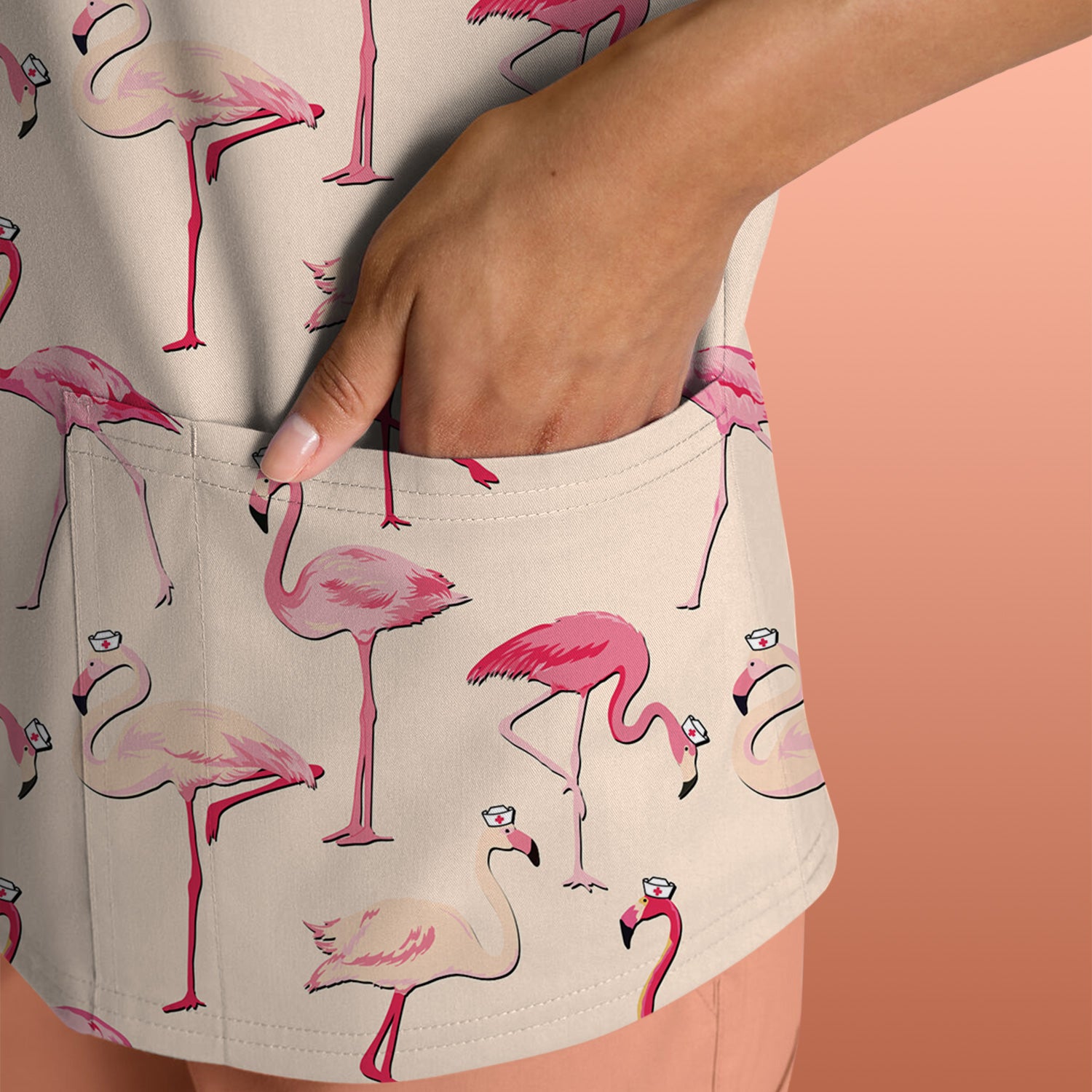 Cute Flamingo Nurse Scrub - Funny Tropical Bird Scrub Top for Women - Custom RN LPN CNA Healthcare Workers Gift