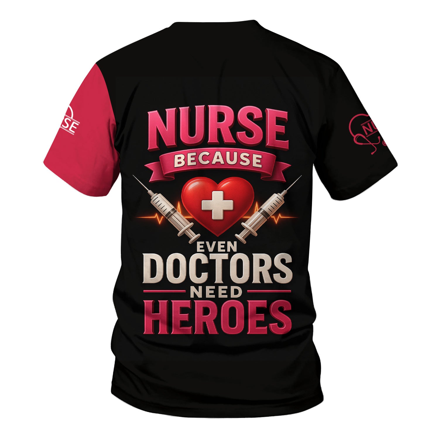 Nurse Superhero Shirt - Personalized Nurse Life with Stethoscope & Heartbeat - Great Gift for Nurses