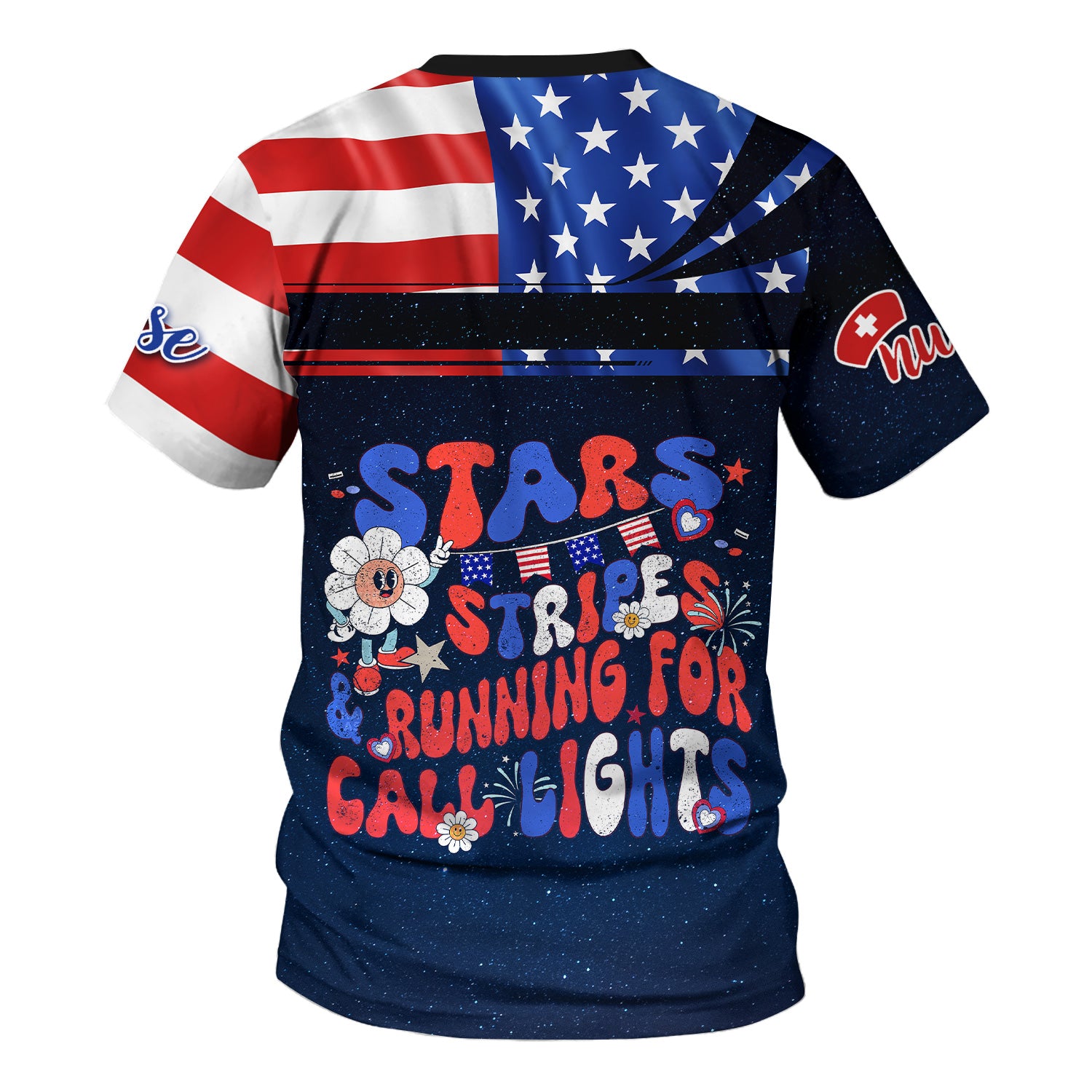 Funny Nurse Skeleton Shirt - Personalized 4th of July Scrub Life Tee - Custom Name RN CNA LPN Gift
