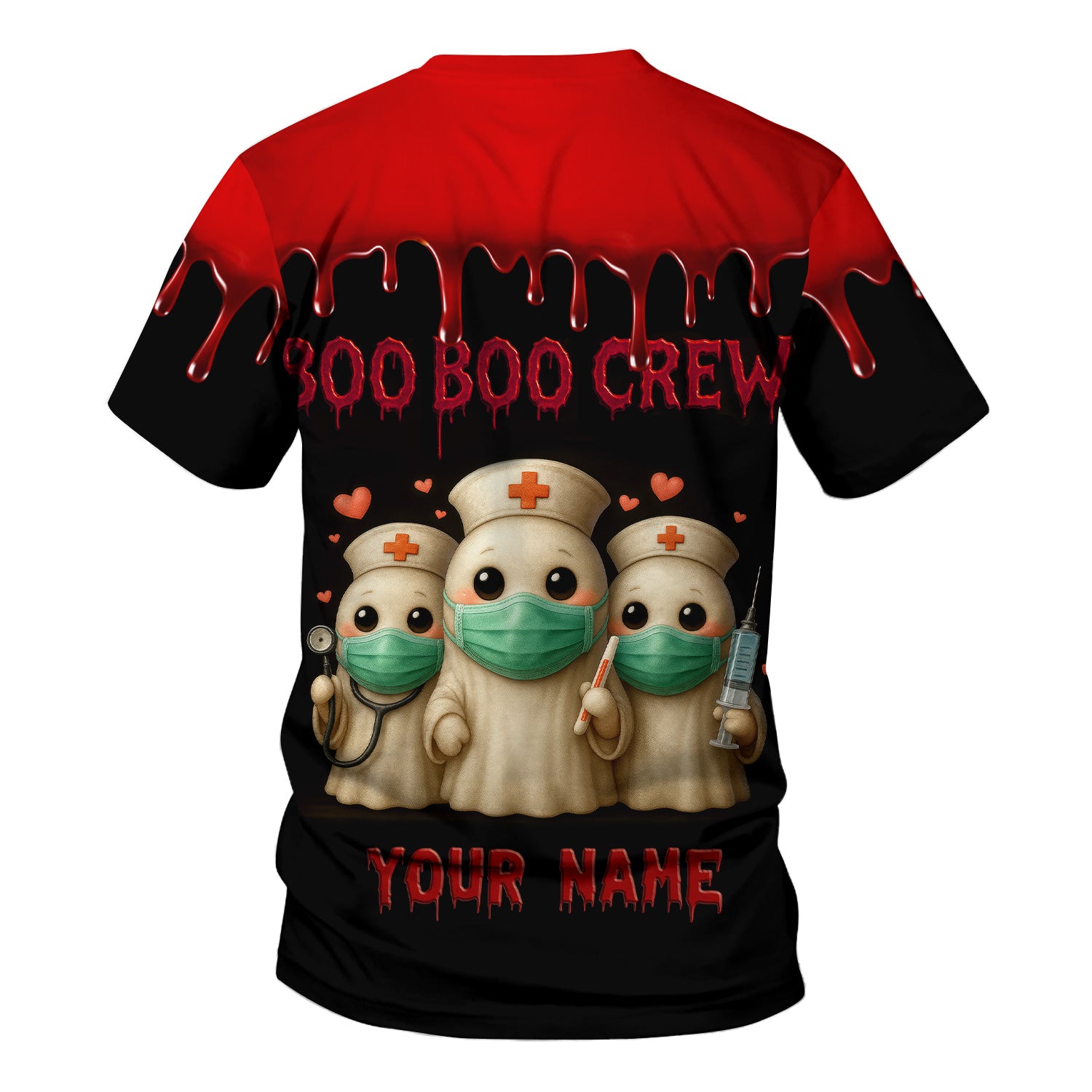 Funny Halloween Nurse T-shirt - Trick or Treat Boo Boo Crew with Syringe Design - Customizable Gift for Healthcare Workers, RN, LPN