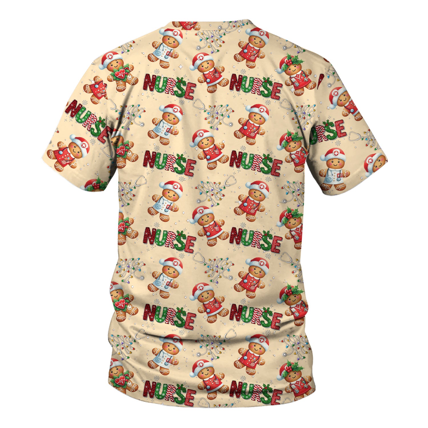 Gingerbread Christmas Scrub Top - Festive Holiday Nurse Medical Shirt - Gift for RN CNA LPN