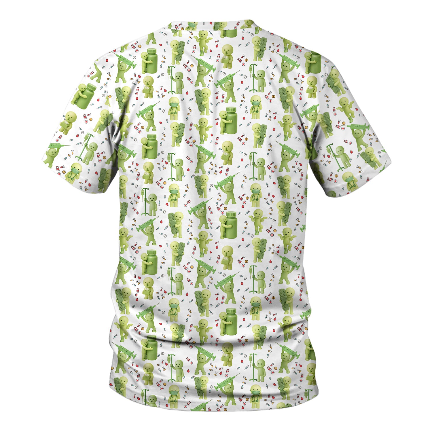Funny Smiski Nurse Scrub Top - Cute Smiski Medical Pattern Design - Gift for Women RN LPN CNA