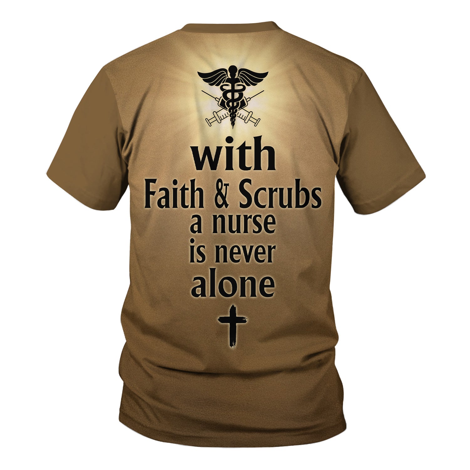 Custom Faith-Based Nursing Scrub Top - With Faith & Scrubs a Nurse Is Never Alone - Christian Gift for RN, LPN, CNA