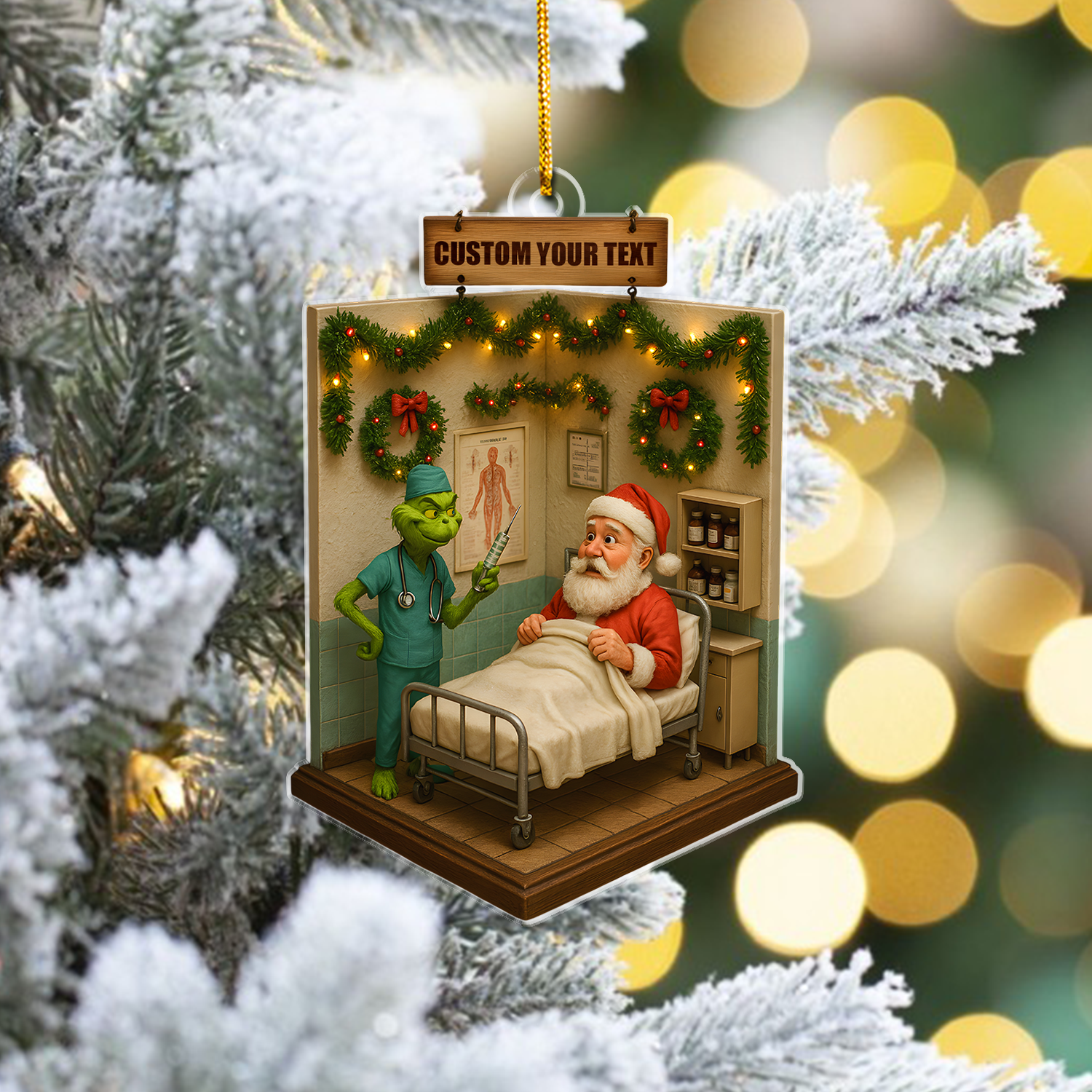 Custom Nurse Ornament Christmas Tree, Funny RN CNA LPN Gift for Women, Nurse Holiday Decoration