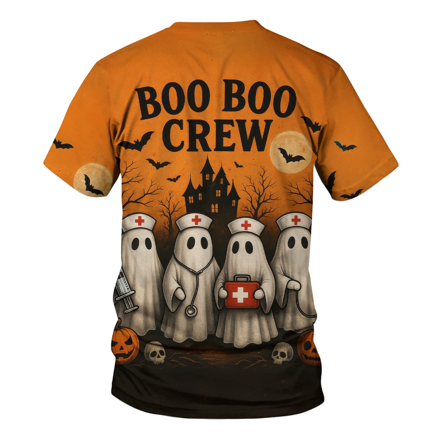 Personalized Boo Boo Crew Nurse Shirt - Halloween Ghost & Caduceus Graphic - Custom Gift for RN CNA LPN Healthcare Workers
