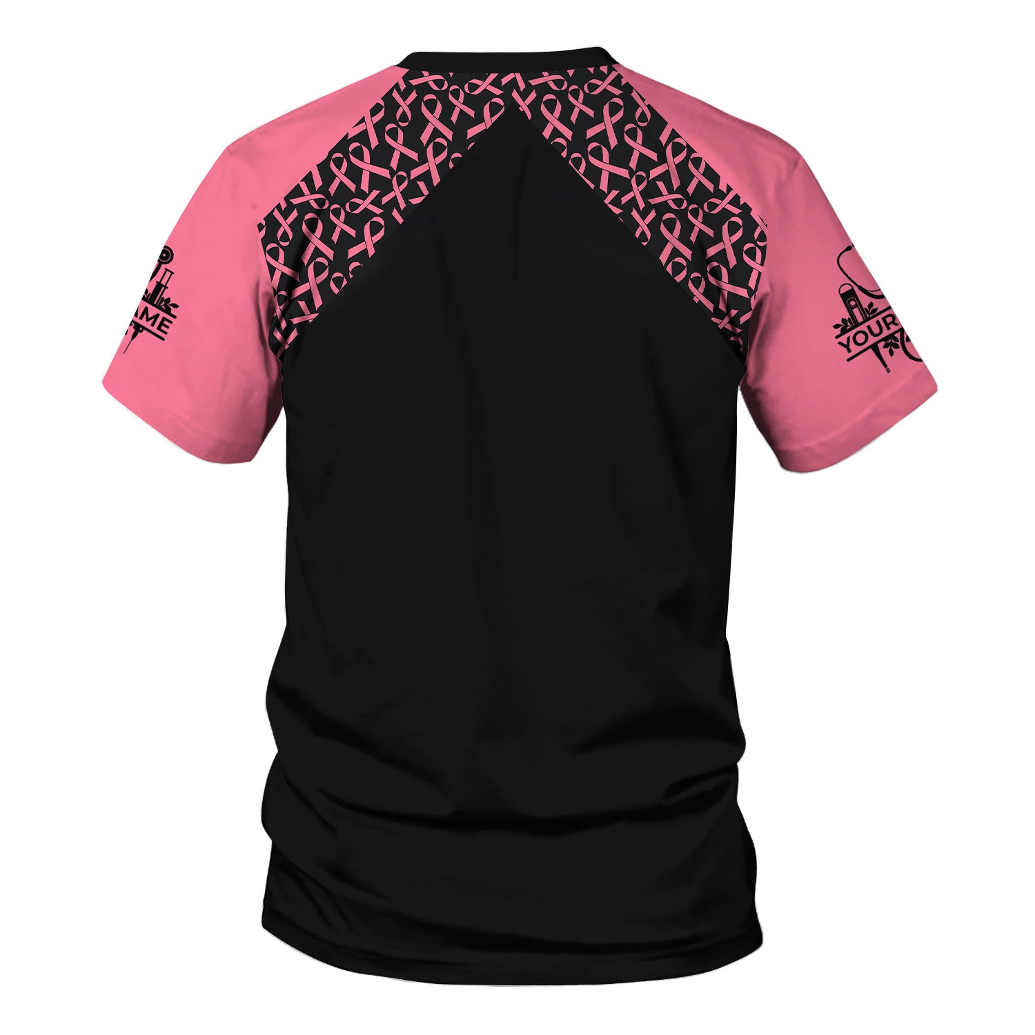 In October We Wear Pink Scrub Top - Breast Cancer Awareness Shirt for Women - Halloween Gift for RN CNA LPN ER
