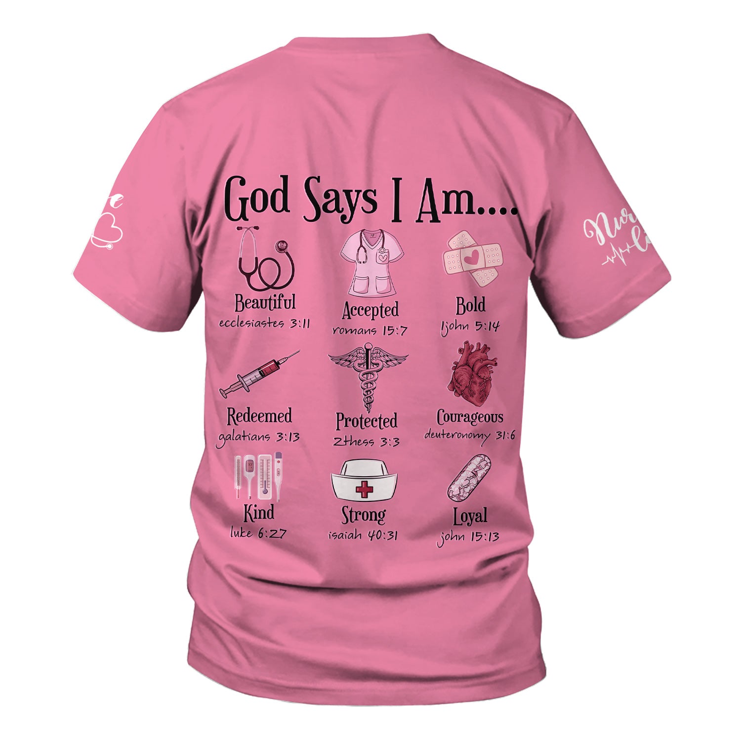 Personalized Christian Nurse T-Shirt - Jesus on the Cross Faith Graphic Tee - Gift for RN LPN CNA Healthcare Professionals
