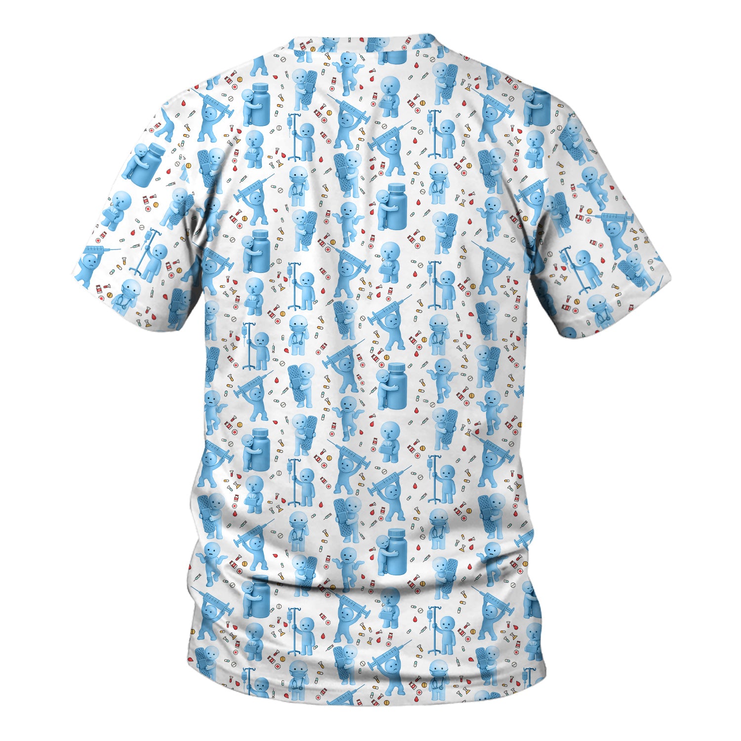 Funny Smiski Nurse Scrub Top - Cute Smiski Medical Pattern Design - Gift for Women RN LPN CNA