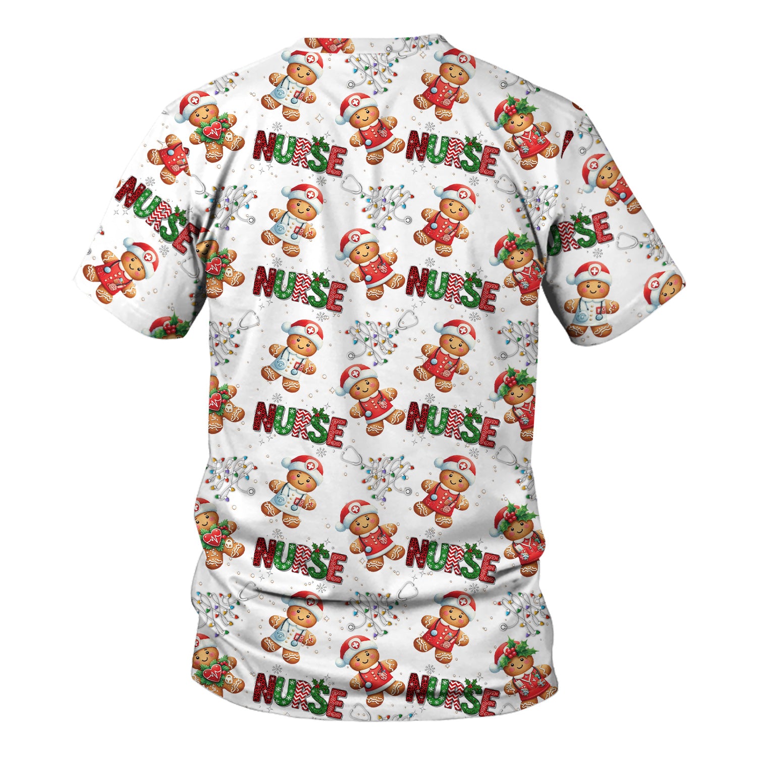 Gingerbread Christmas Scrub Top - Festive Holiday Nurse Medical Shirt - Gift for RN CNA LPN