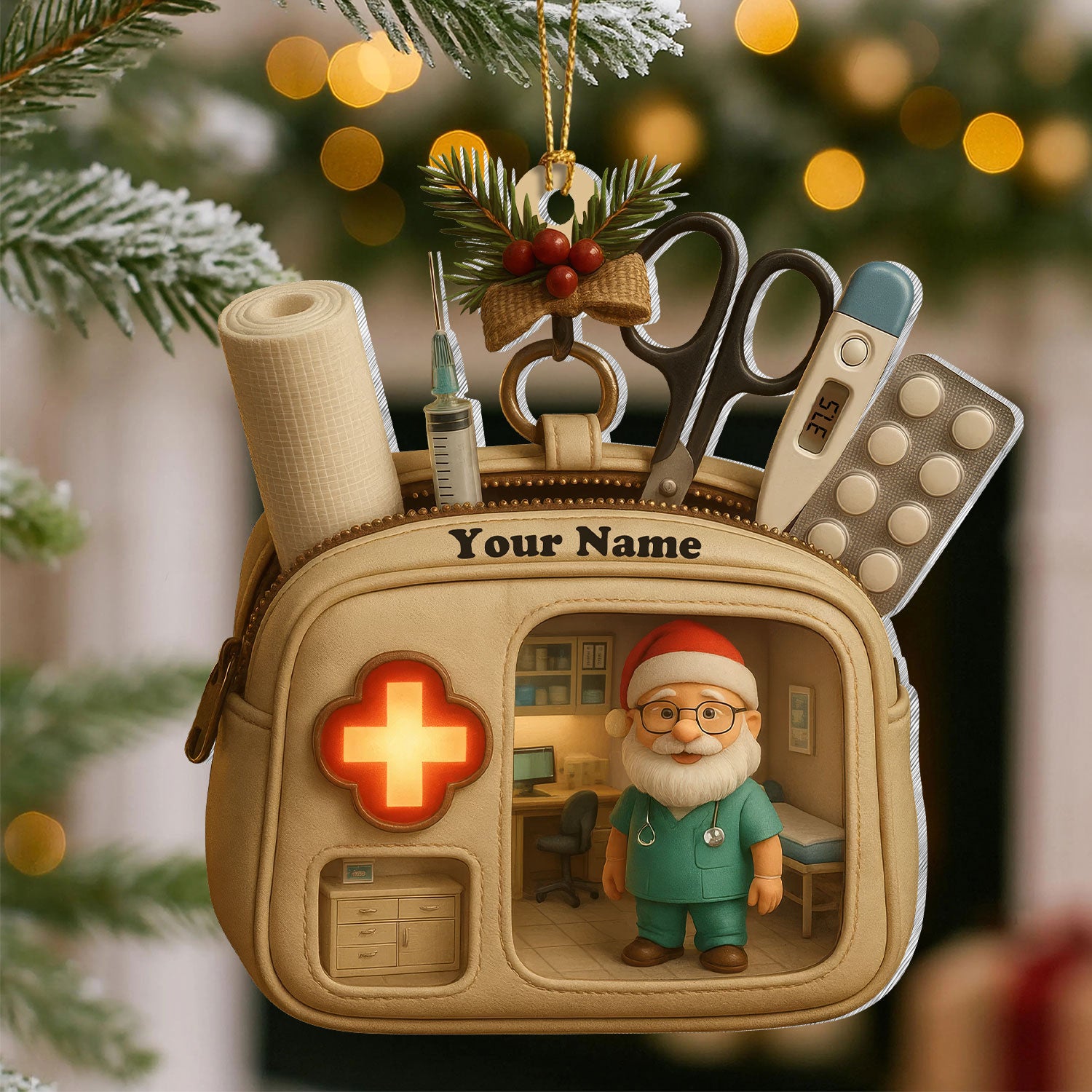 Custom Name Doctor Nurse Ornament, Medical Bag Christmas Decoration, RN LPN CNA Gift