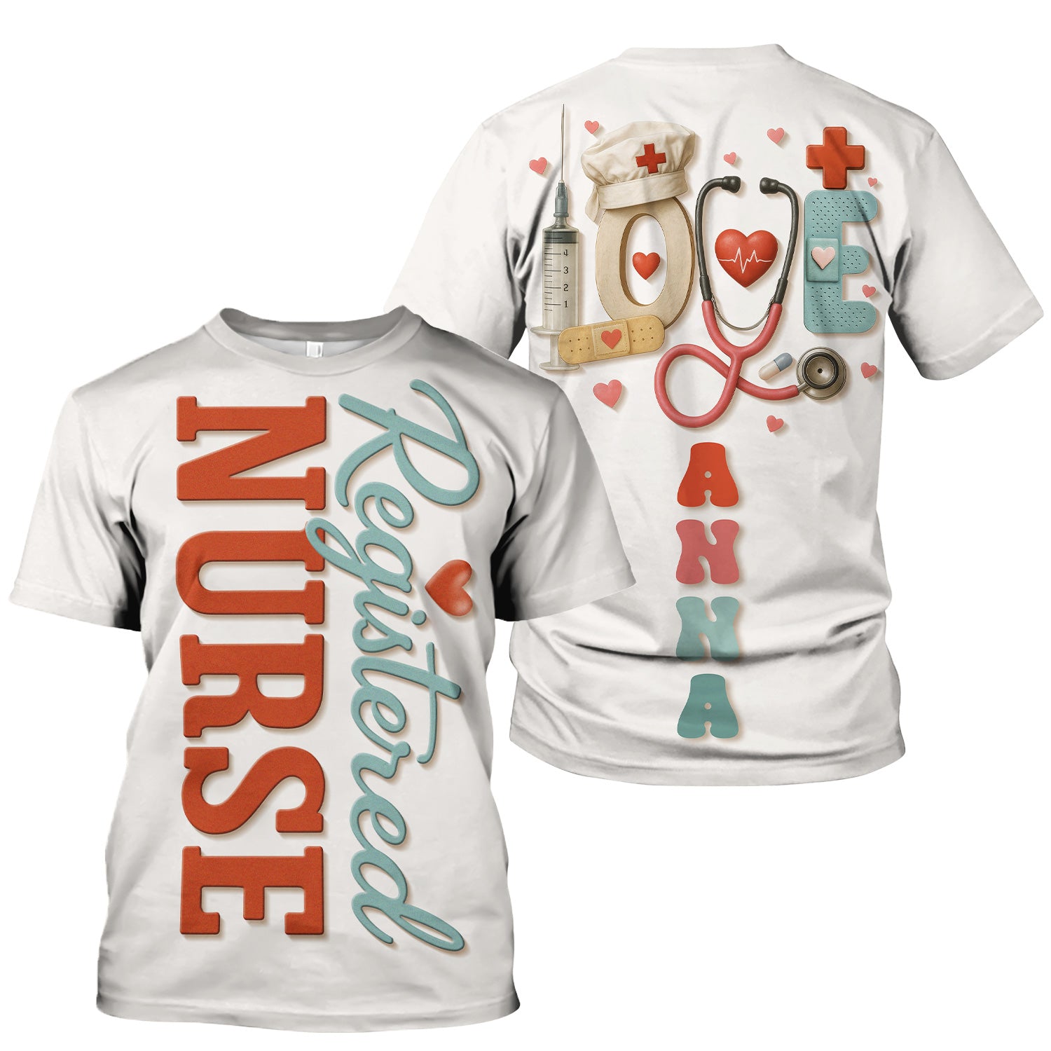 Personalized Registered Nurse Shirt - Custom RN Love Design - Gifts for Nurses, LPNs, and Healthcare Workers