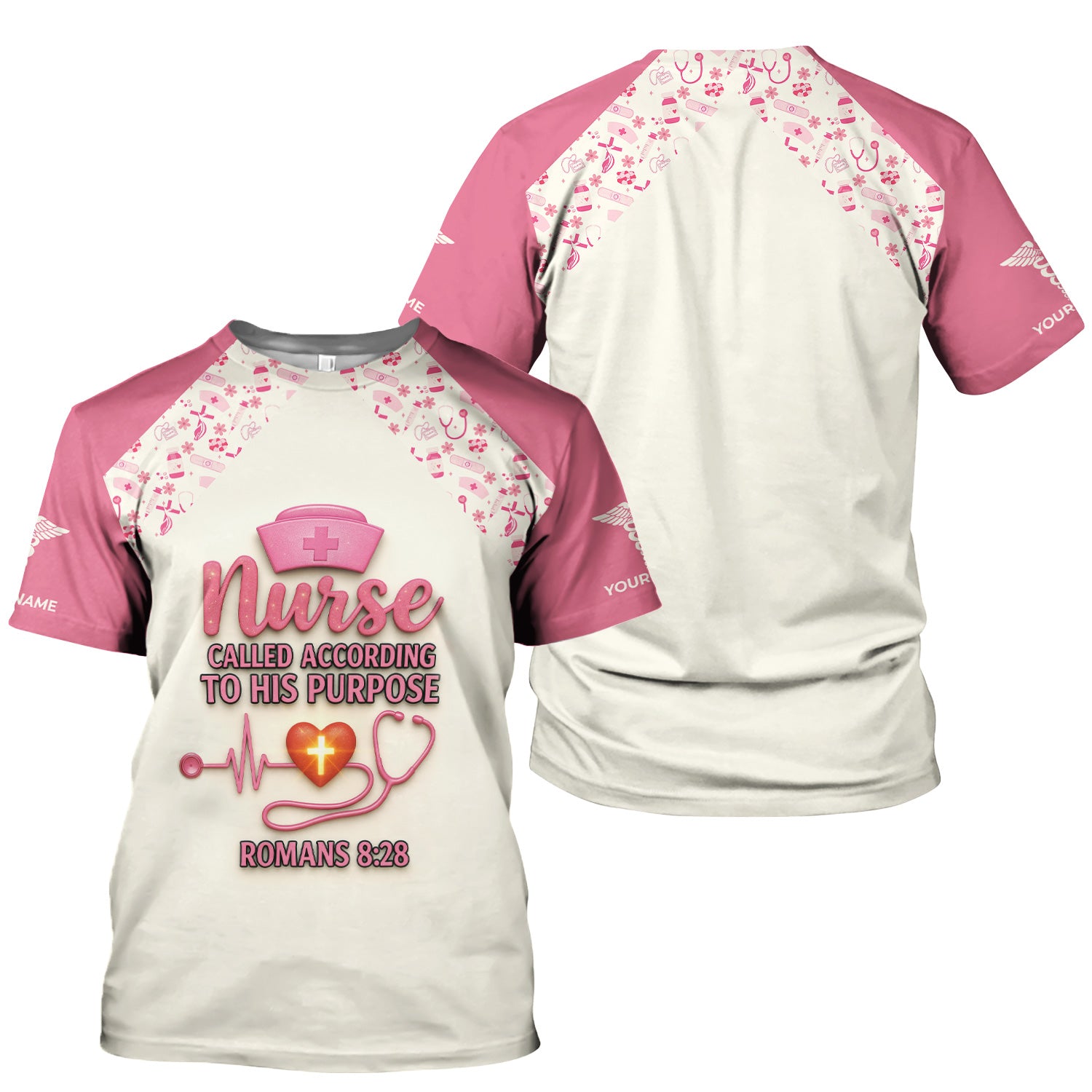 Personalized Faith Nurse T-Shirt - Called According To His Purpose Quote - Religious Gift for RN LPN Healthcare Workers