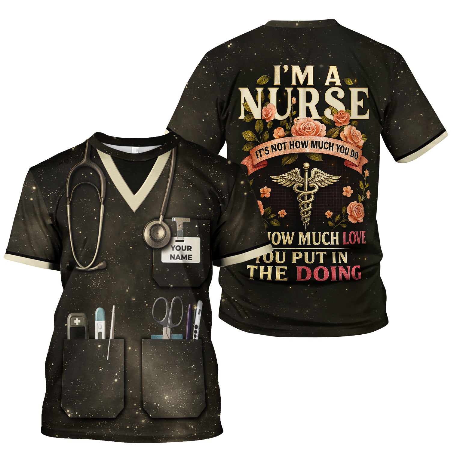 Custom Name I'm a Nurse Shirt - Stethoscope and Inspirational Quote Design - Personalized Gift for RN LPN CNA Healthcare Workers
