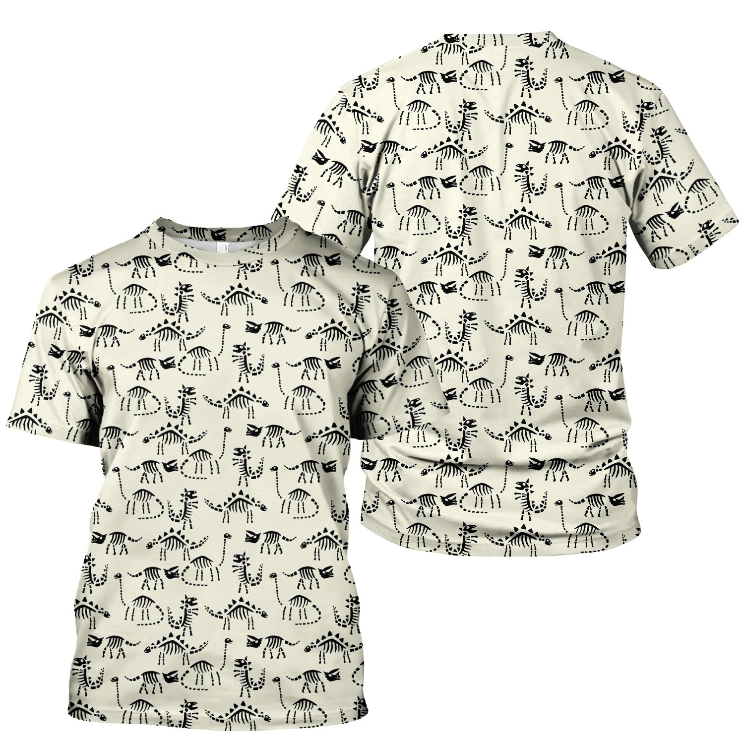 Cute Dinosaur Fossil Shirt for Nurses - T-Rex & Stegosaurus Skeleton Pattern - RN LPN CNA Healthcare Workers Gift