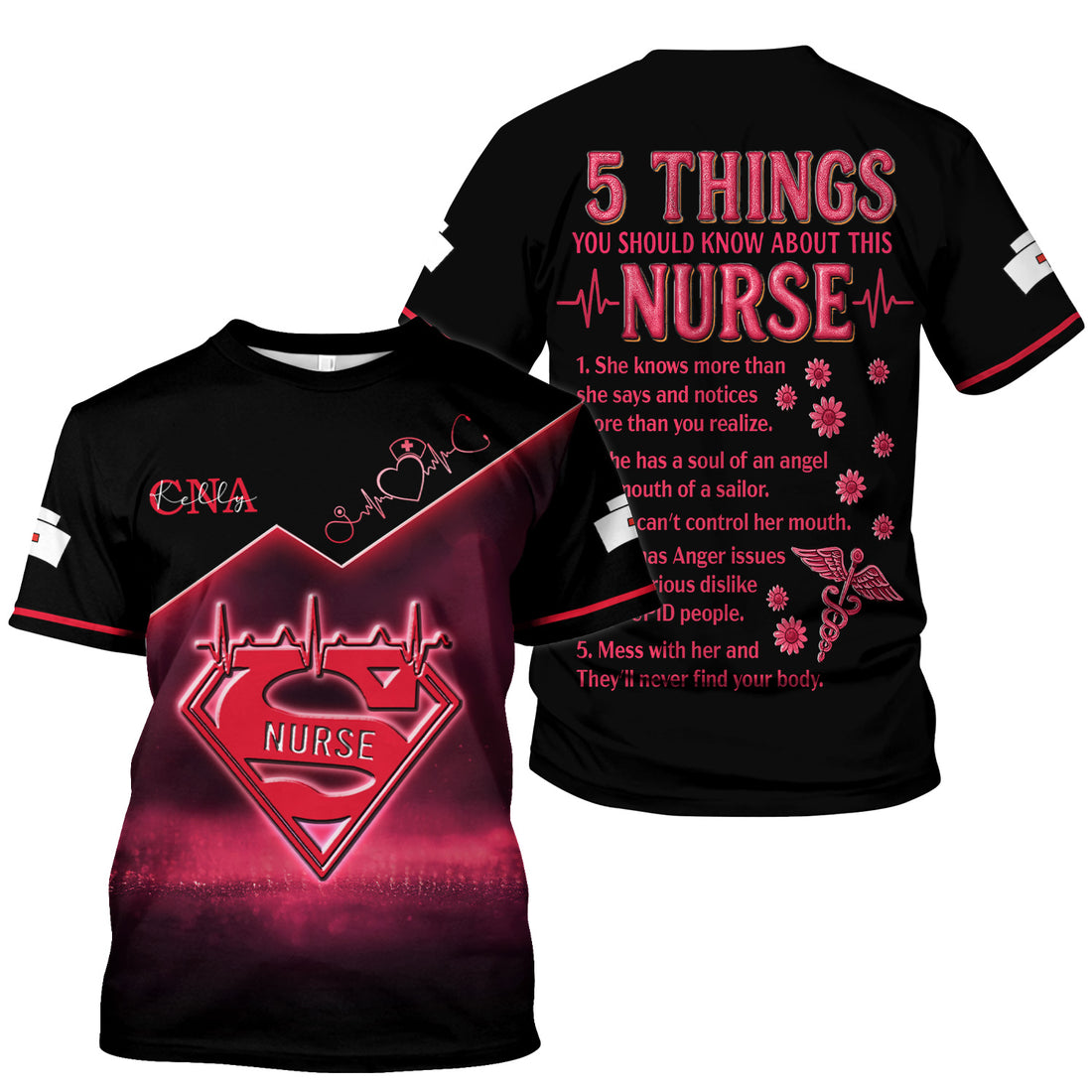 Custom Nurse Shirt 5 Things You Should Know - CNA RN LPN Medical Graphic Tee - Healthcare Worker & Medical Staff Gift