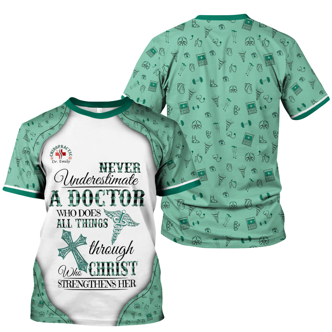 Custom Christian Nurse Shirt - All Things Through Christ Graphic Tee - Gift for Women Doctors & Medical Professionals
