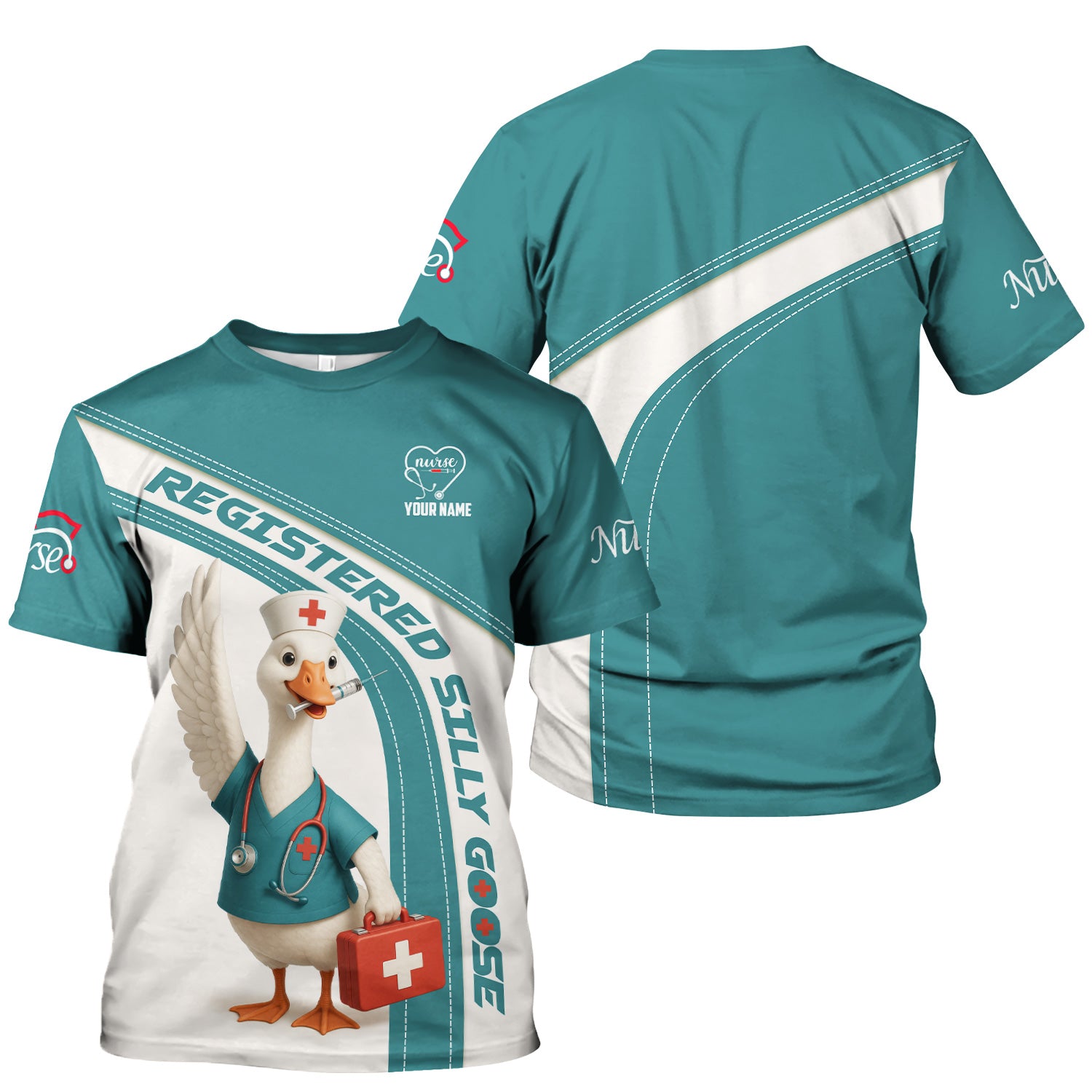 Personalized Nurse Shirt - Registered Silly Goose Design - Custom RN Gifts for Nurses, LPNs, and Healthcare Workers