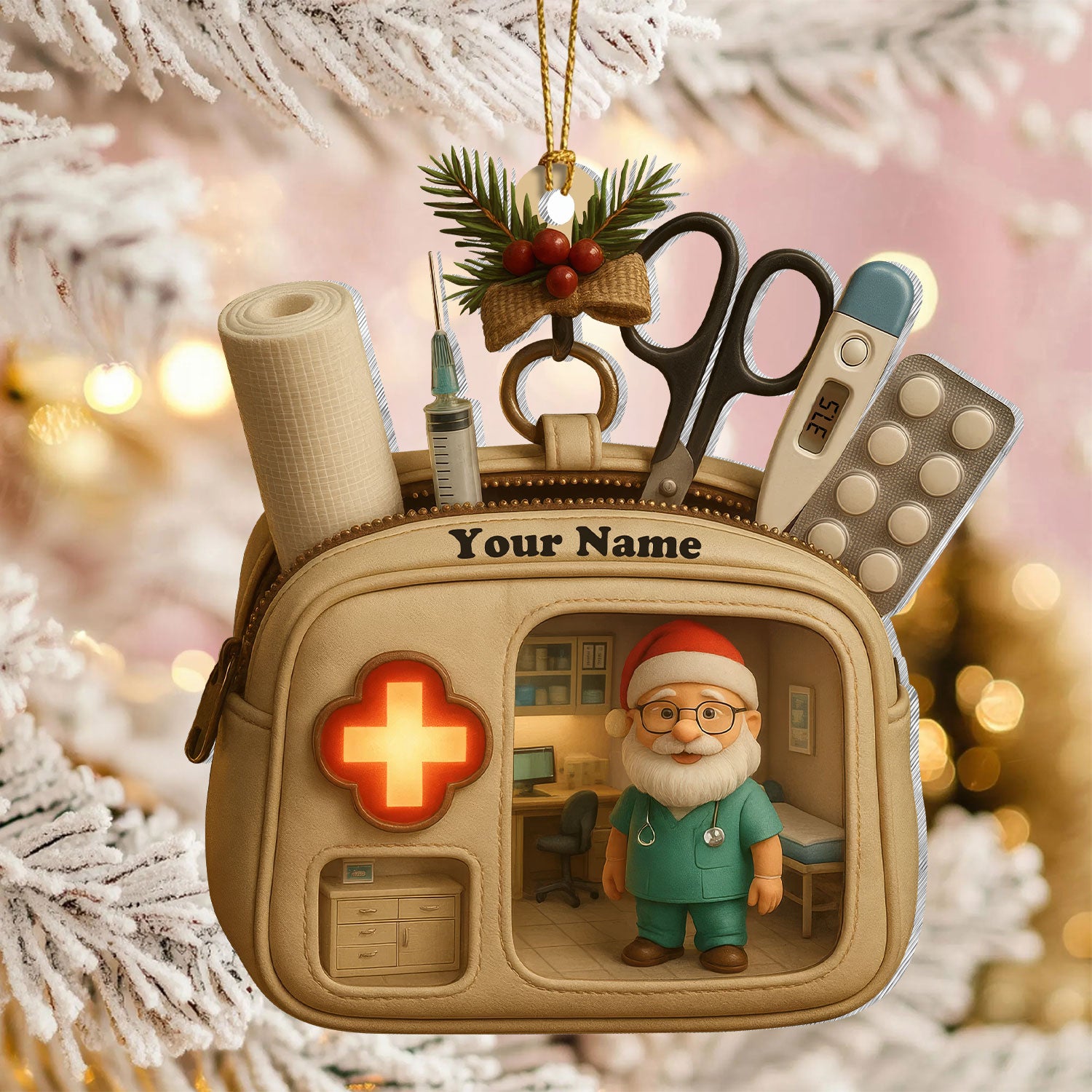 Custom Name Doctor Nurse Ornament, Medical Bag Christmas Decoration, RN LPN CNA Gift