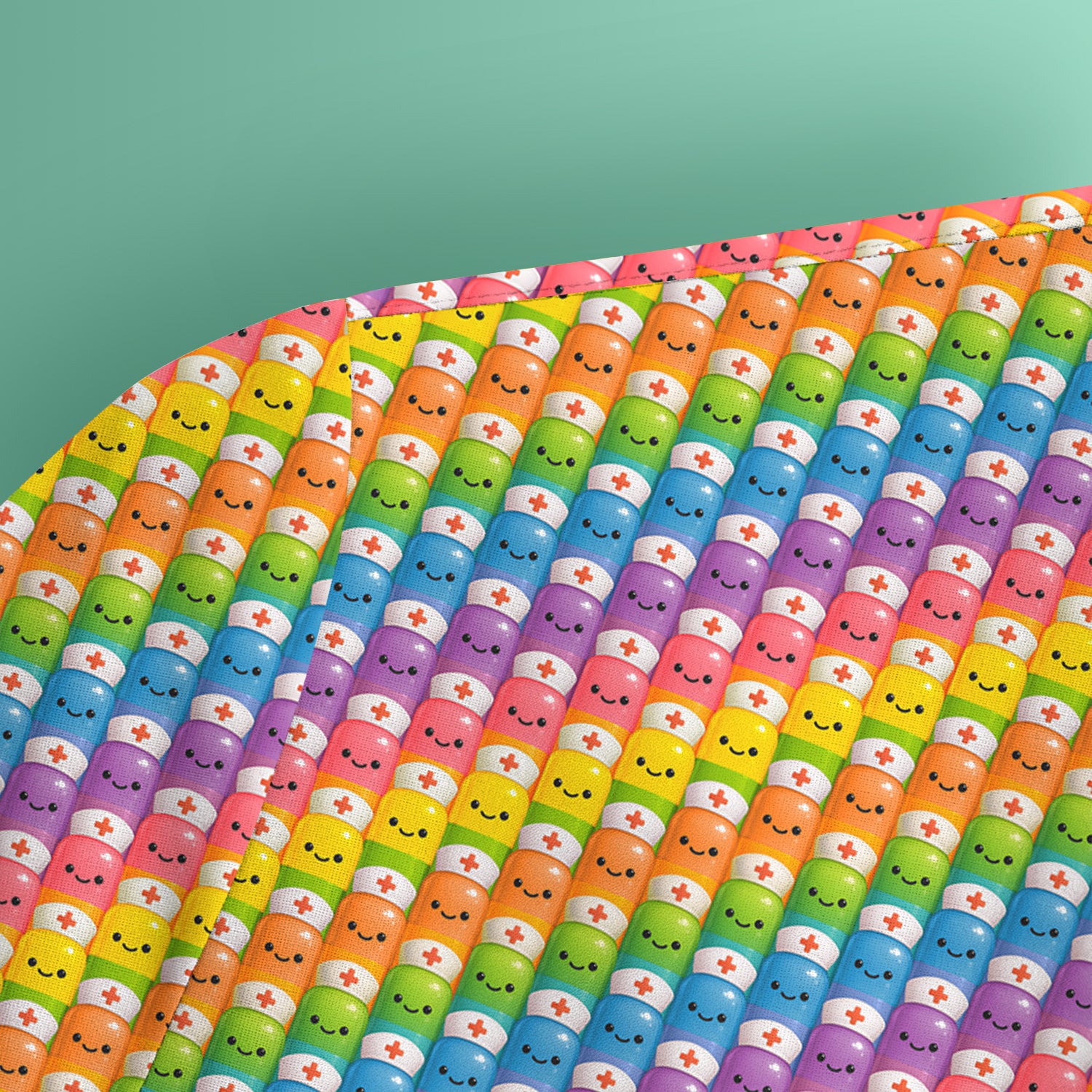 Funny Rainbow Nurse Scrub - Pill Cartoon with Syringe Graphic Tee - Gift for RN CNA LPN or Nursing Student