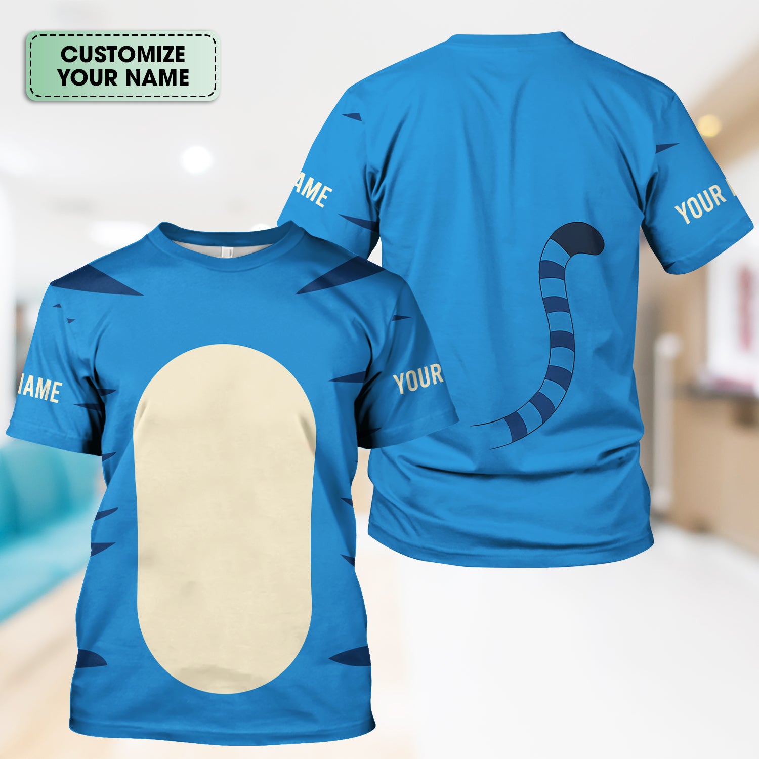 Personalized Blue Tiger Shirt - Animal Costume with Tail Graphic Tee - Gift for Women RN LPN CNA